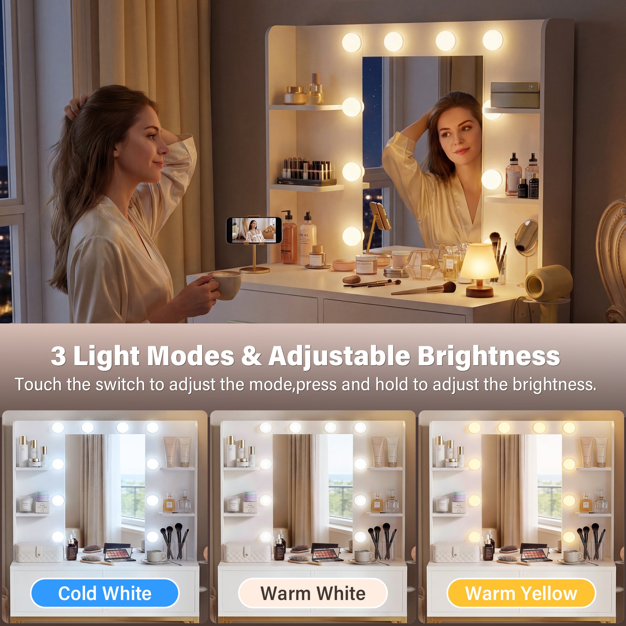 homall-bedroom-schminktisch-wei-mit-spiegel-led-steckdose-2 image 7