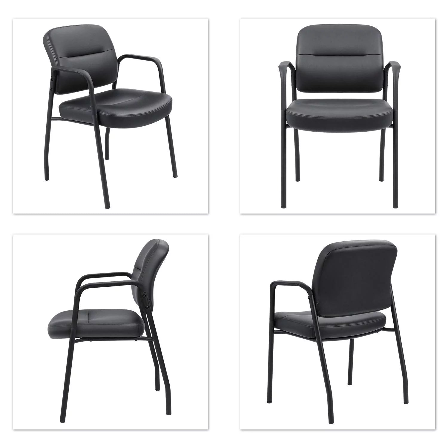 homall-office-leather-chair-besucherstuhl-2er-set-schwarz image 2