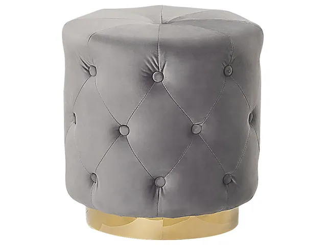 beliani-carrollton-pouf-40cm-hellgrau-samt image 1