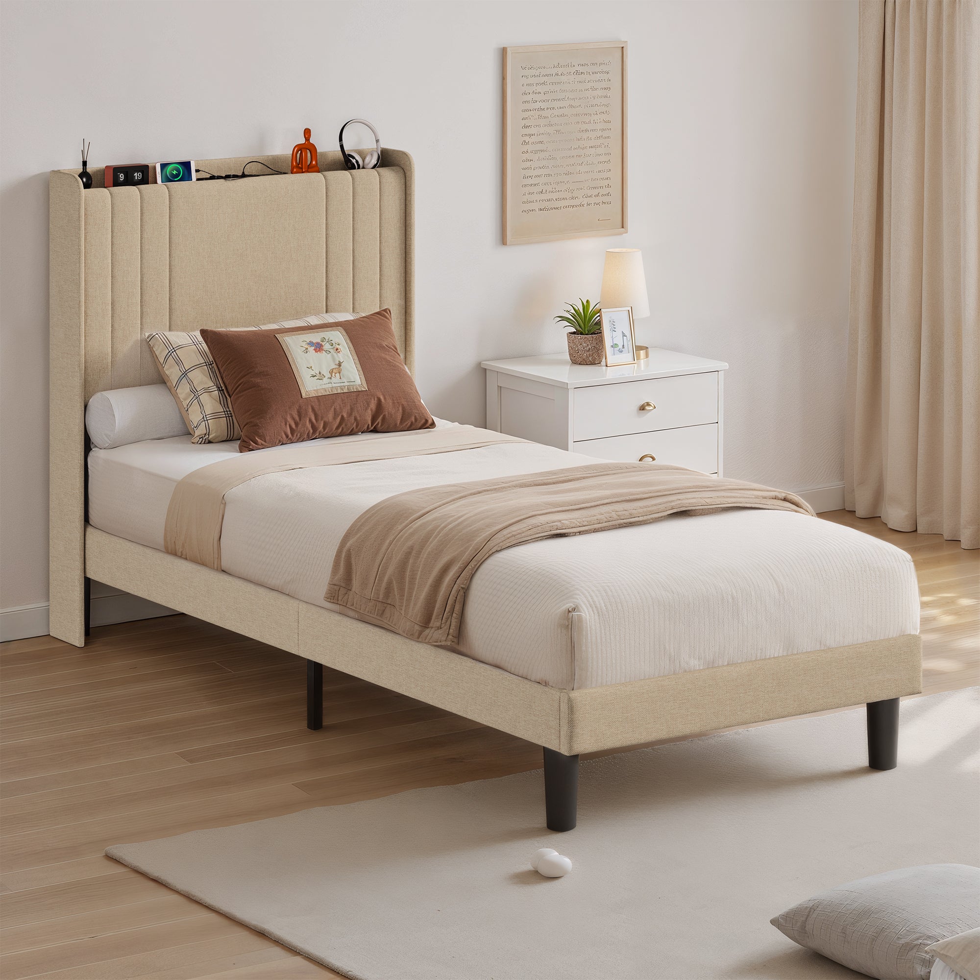 bealife-bf28-einzelbett-90x200-beige-mit-led-und-ladestation image 3