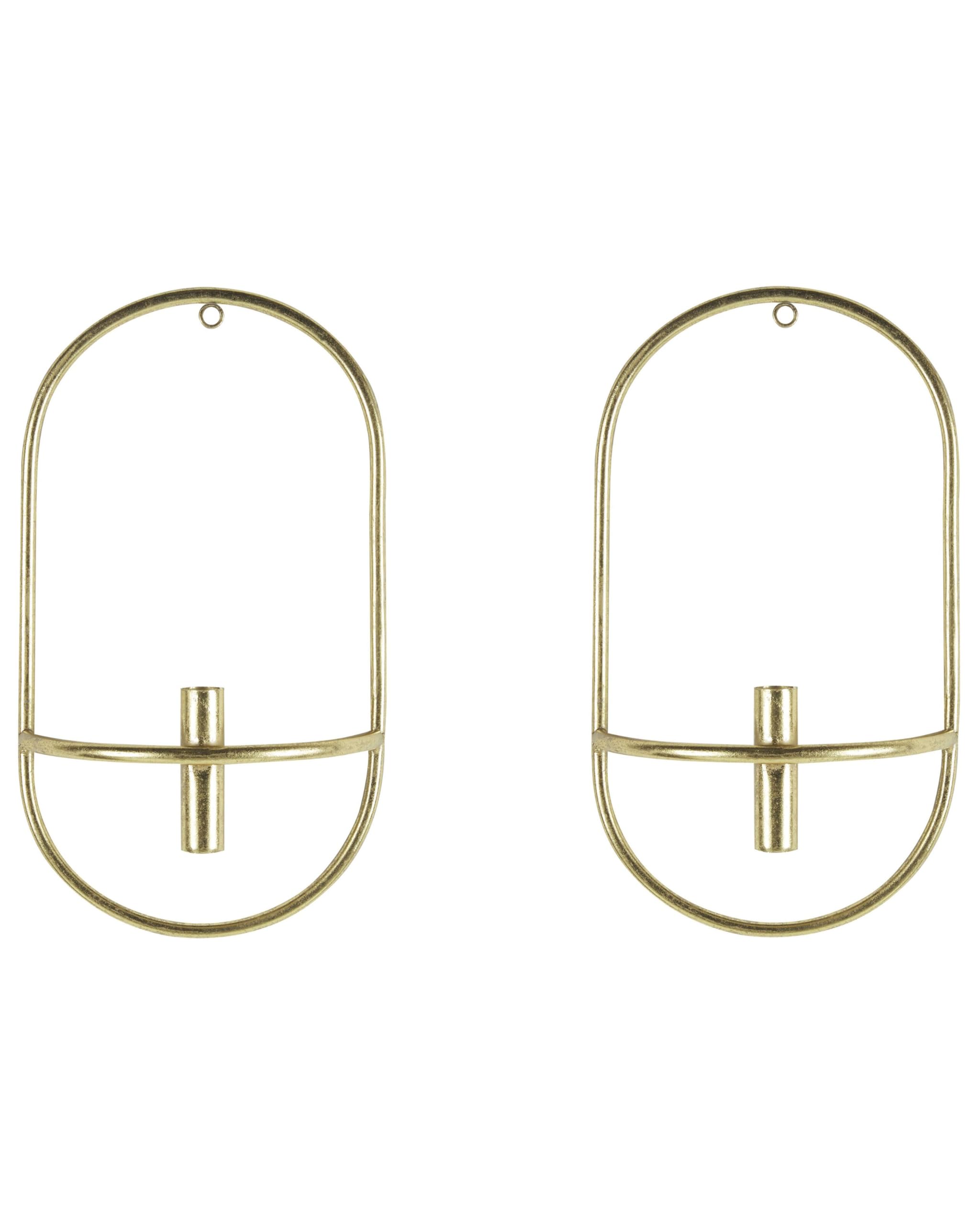 beliani-caviana-wandkerzenhalter-2er-set-gold-metall-oval image 1