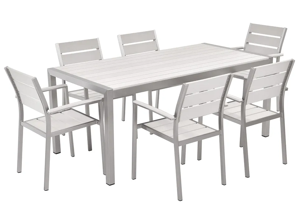 beliani-vernio-gartenset-wei-tisch-6-st-hle image 1
