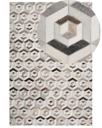beliani-tavak-leder-teppich-140x200-cm-beige-braun-patchwork image 6