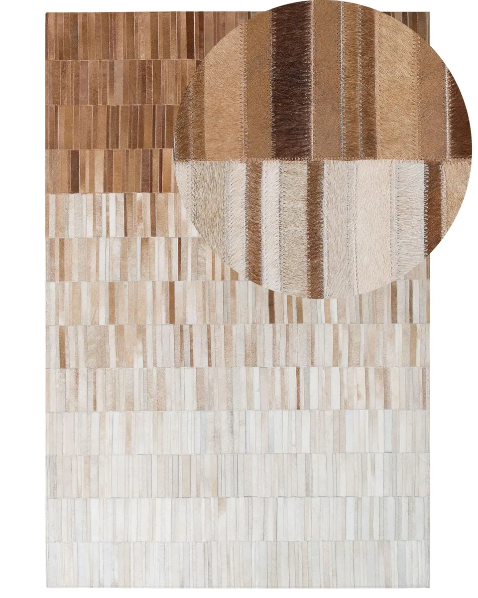 beliani-yagda-leder-teppich-140x200-beige-kurzflor image 1