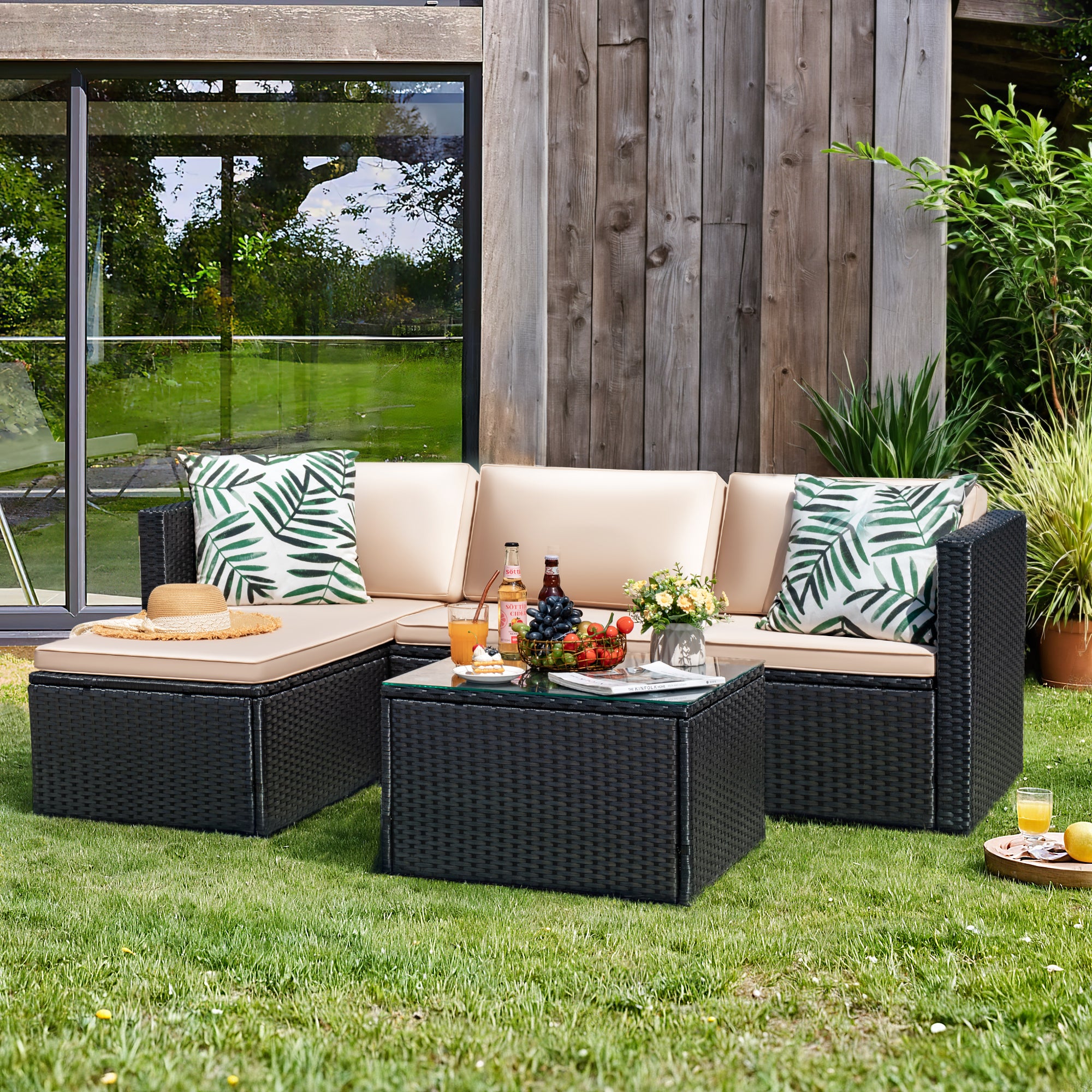 homall-patio-furniture-gartenlounge-beige-rattan-ecksofa-glastisch image 6