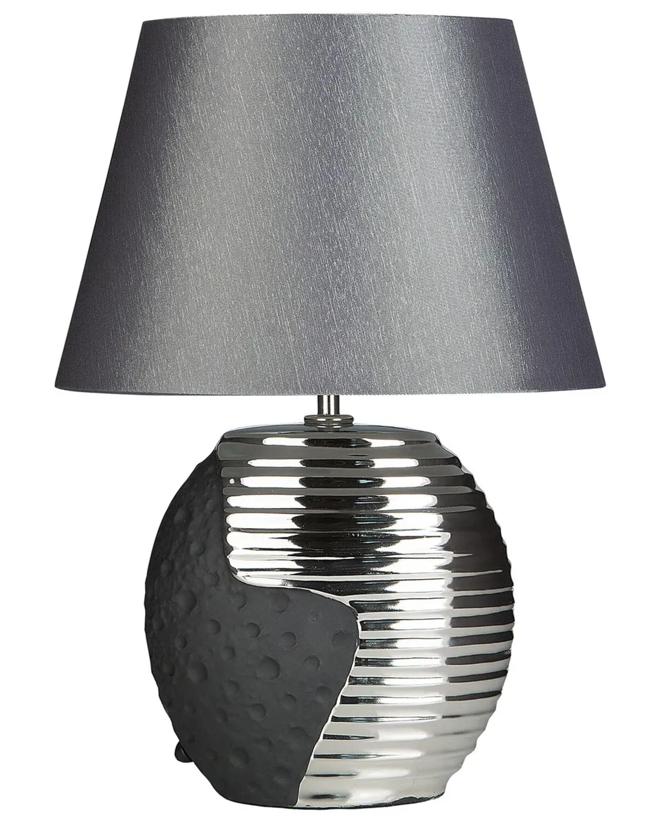 beliani-esla-tischleuchte-schwarz-silber-porzellan-e27 image 1