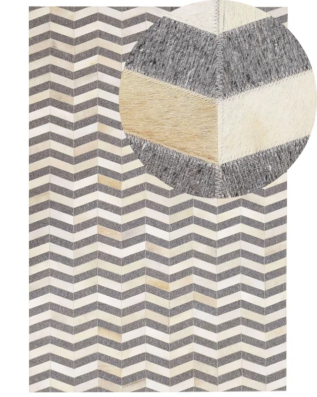 beliani-bagozze-teppich-160x230-cm-grau-beige-leder-patchwork image 1
