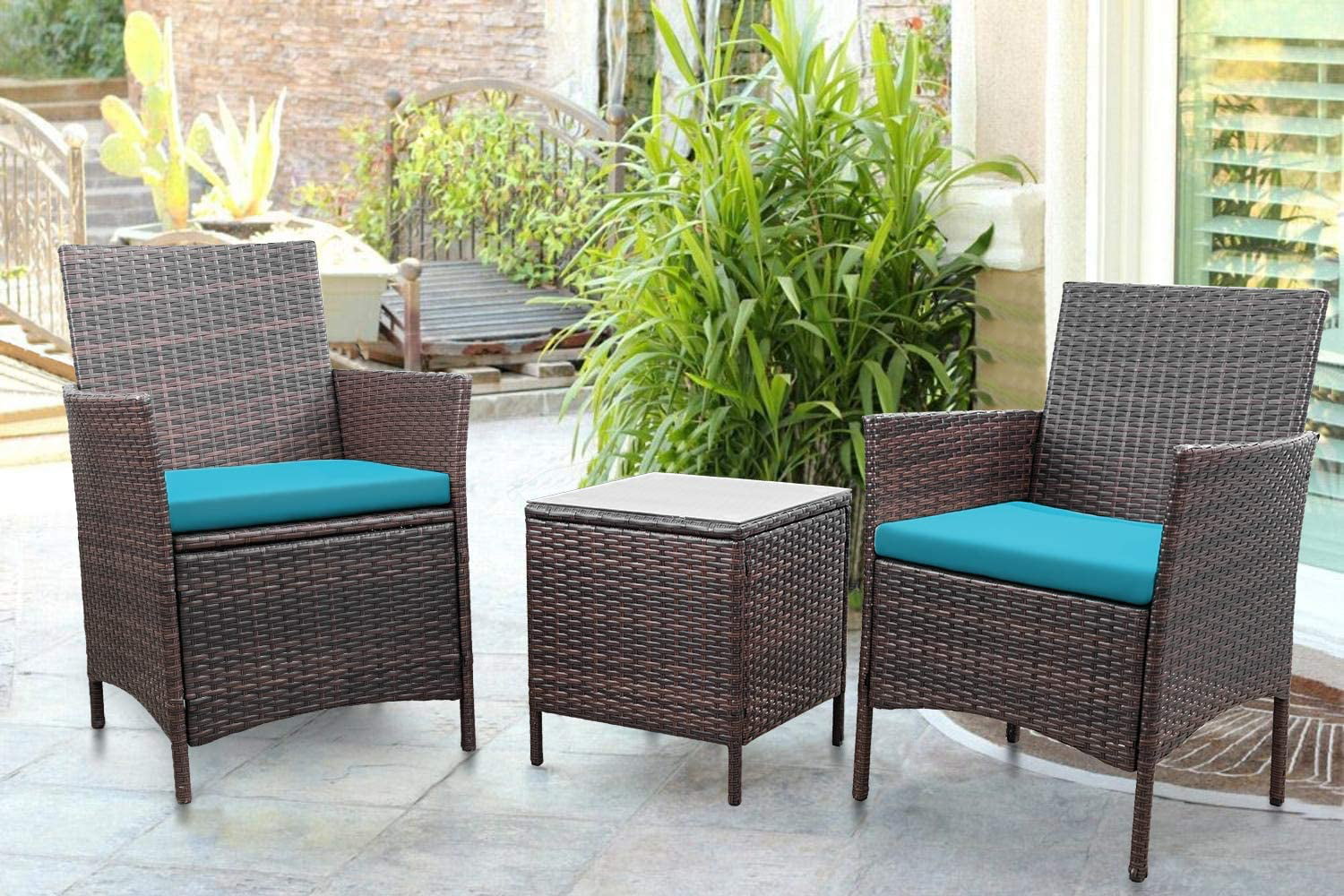 homall-patio-furniture-rattan-lounge-set-3-tlg-braun-beige image 2
