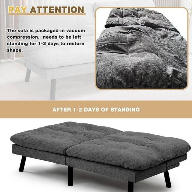 homall-sofa-schlafsofa-verstellbar-dunkelgrau-memory-schaum image 6