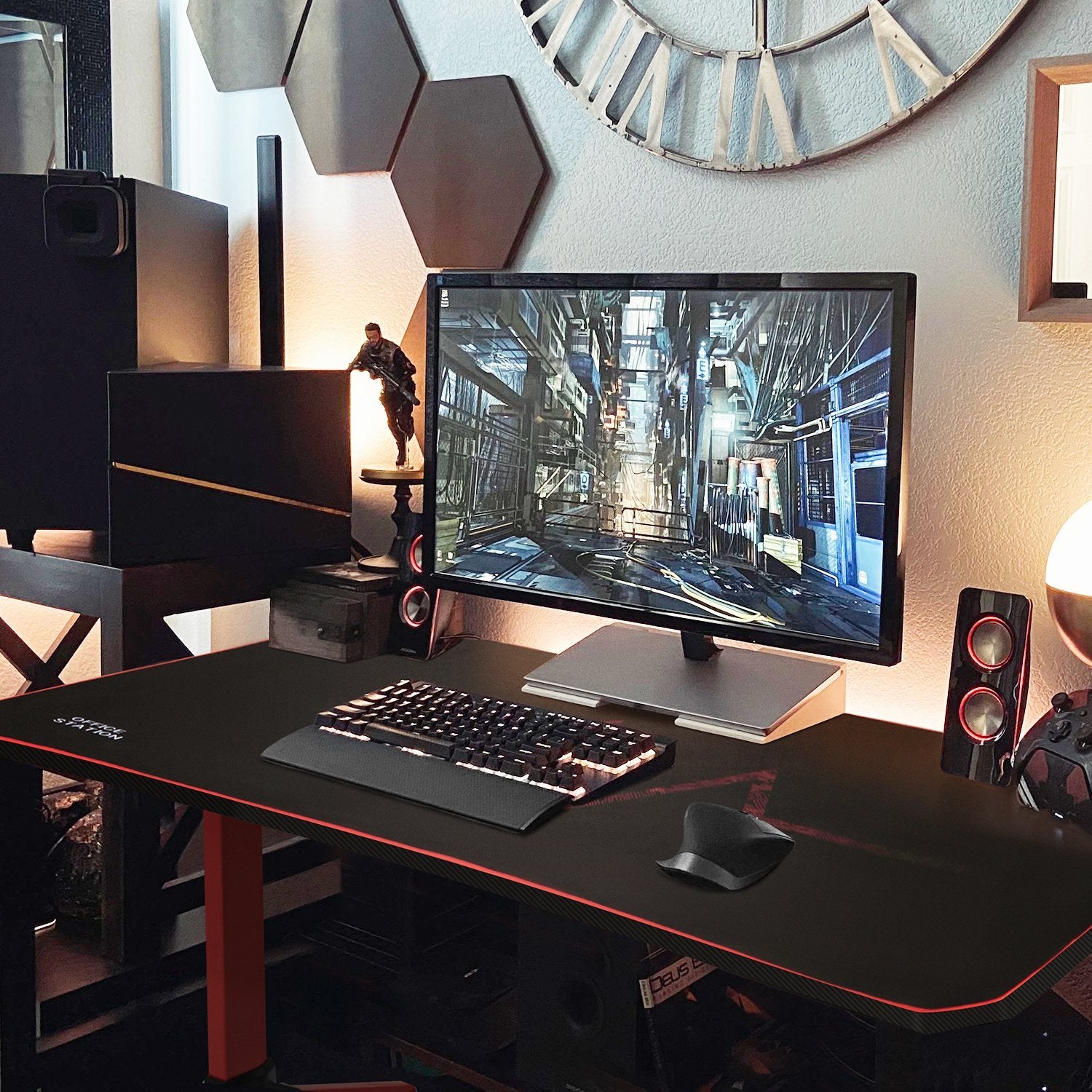 homall-gaming-desk-y-gestell-schreibtisch-55-zoll-schwarz image 2