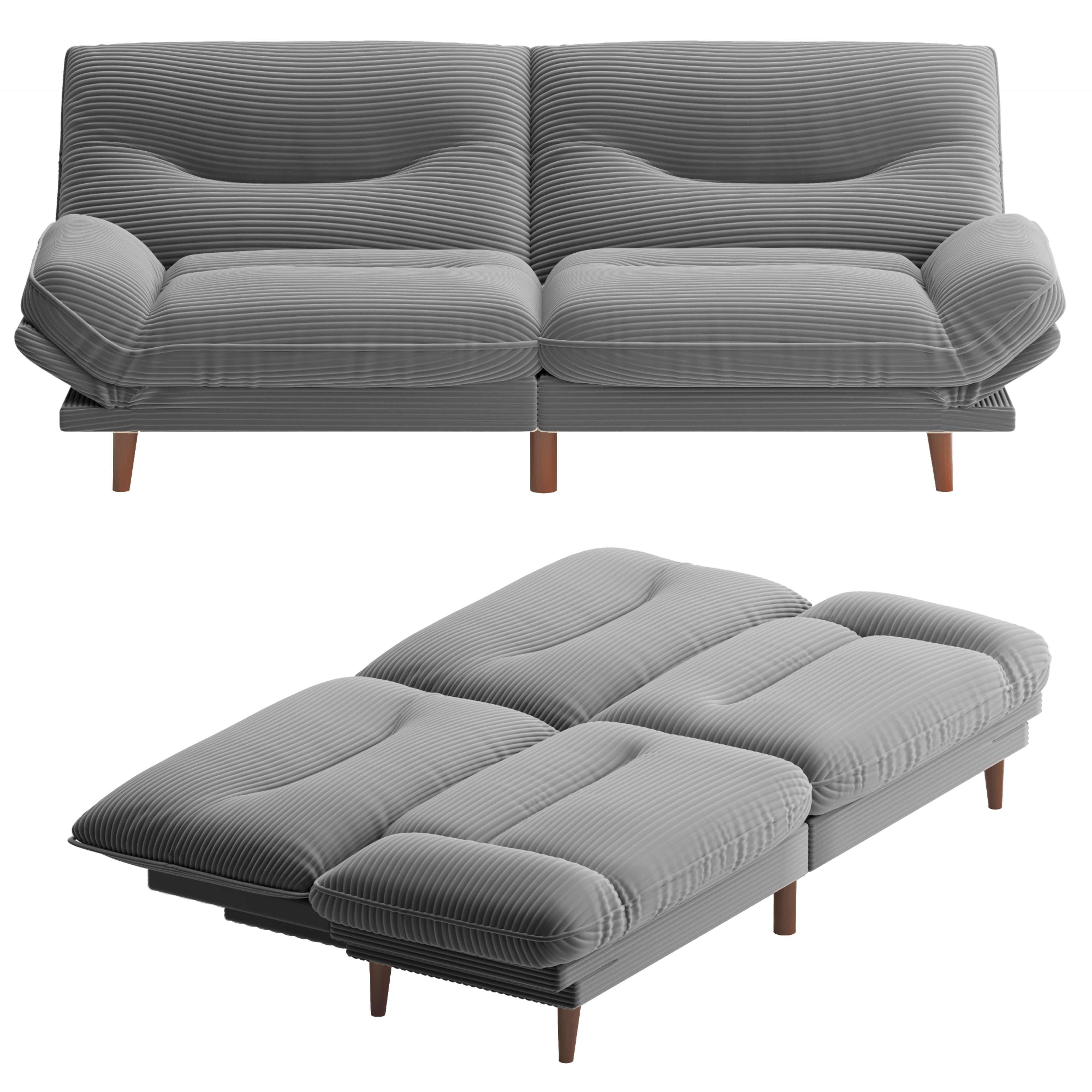 homall-sofa-futon-schlafsofa-grau-stoff-verstellbar image 6