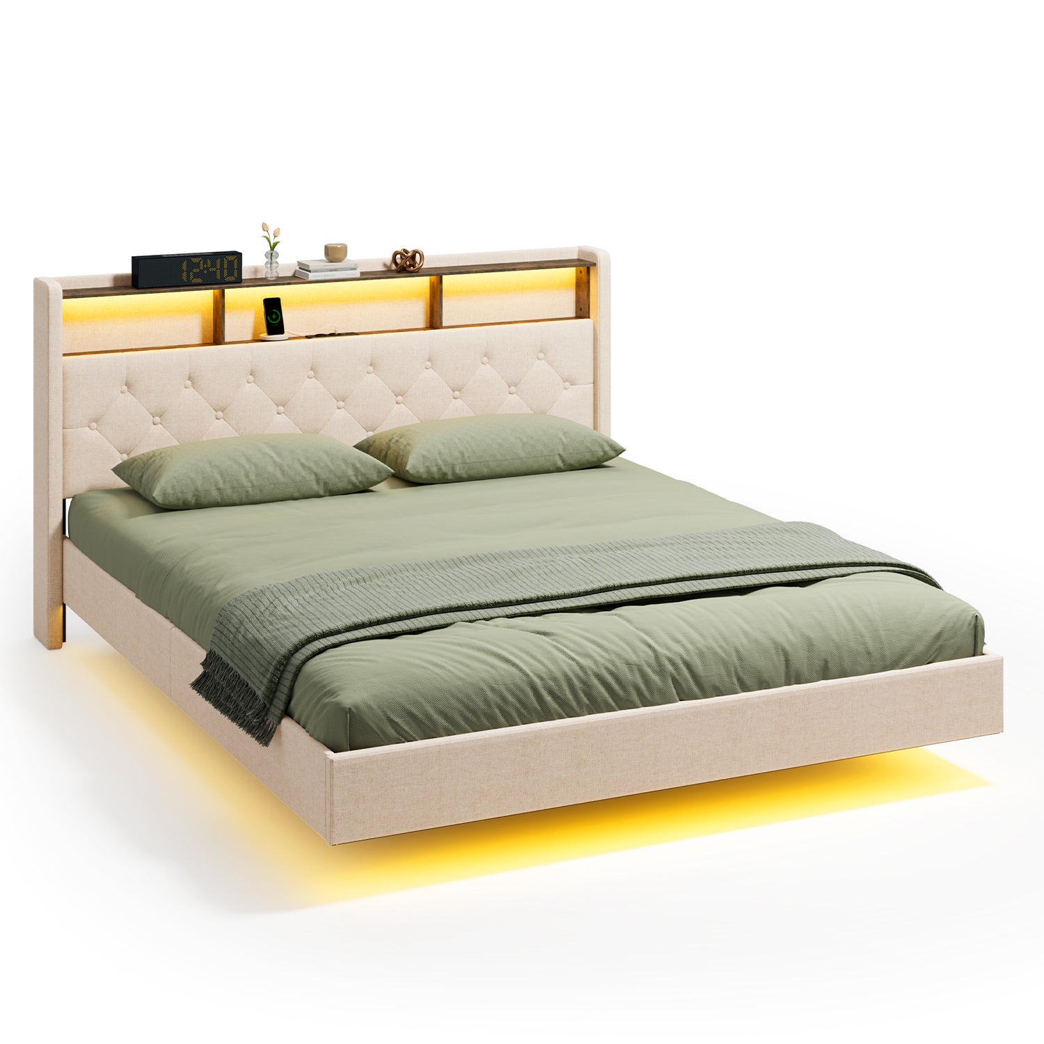 bealife-af19-polsterbett-160x200-beige-led-stauraum image 2