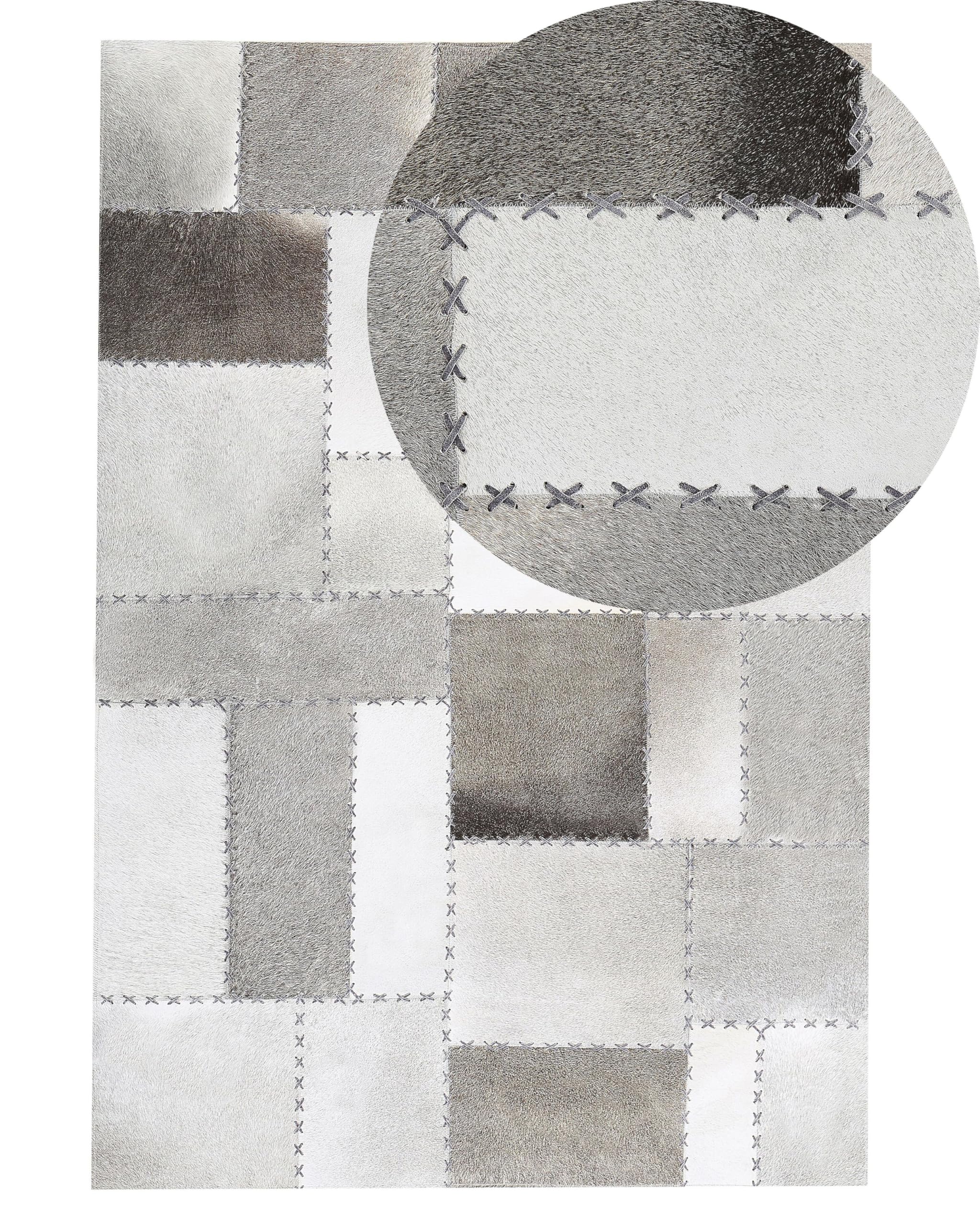 beliani-teppiche-pervari-lederteppich-140x200-taupe-braun-patchwork image 1