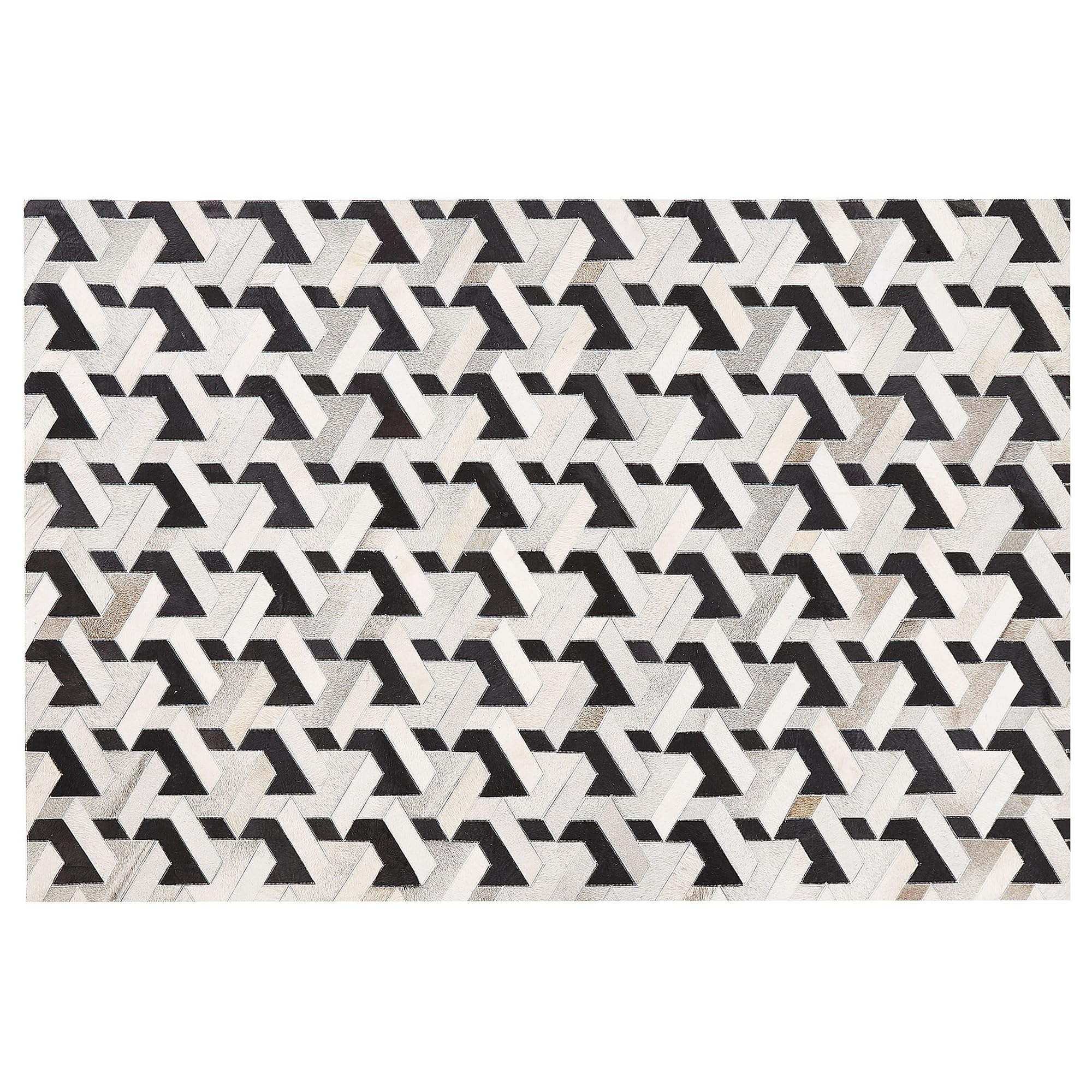 beliani-narman-teppich-kuhfell-3d-140x200-schwarz-grau image 5