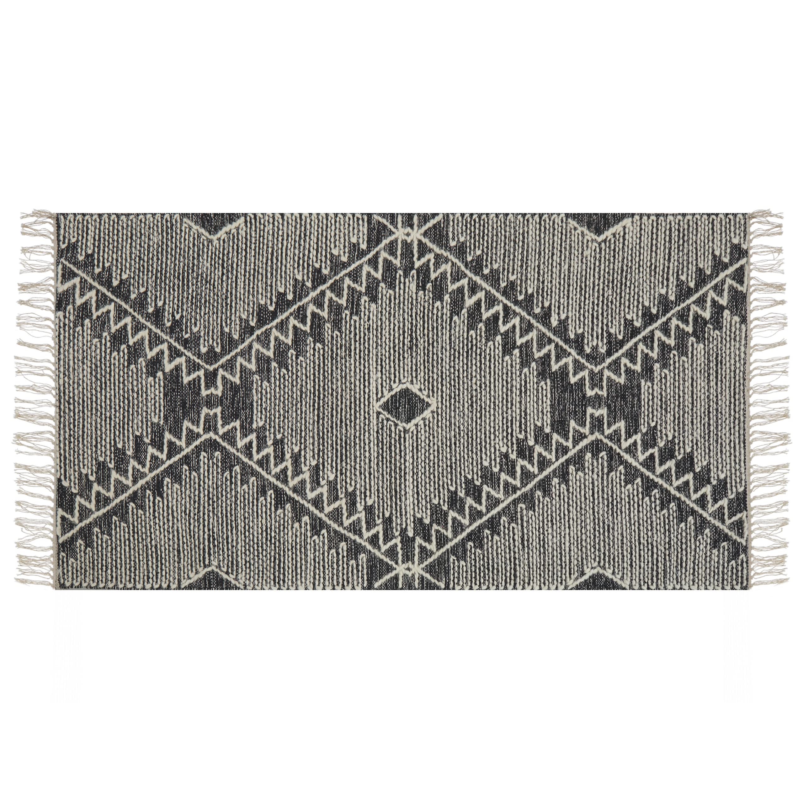 beliani-arbaa-teppich-140x200-schwarz-wei-boho-kurzflor image 4