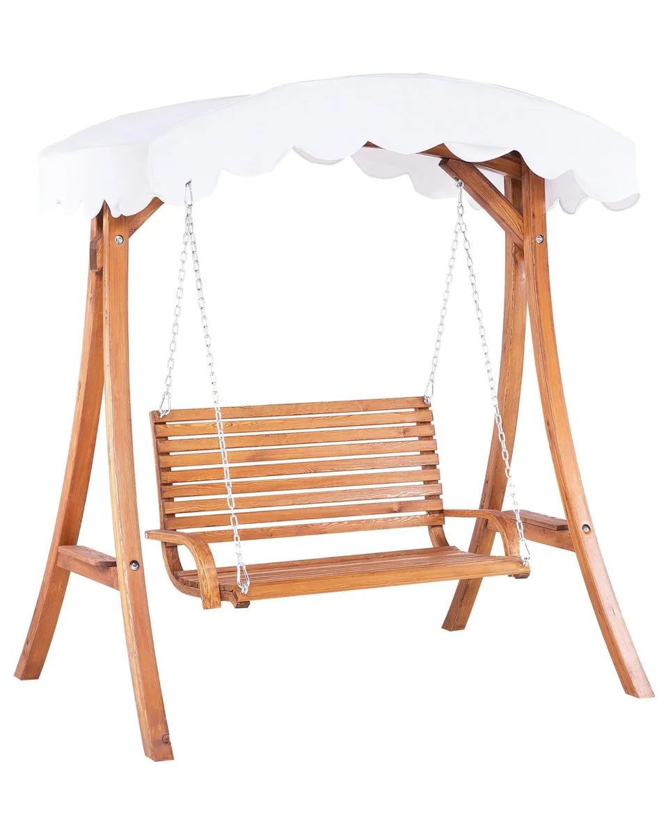 beliani-andria-gartenschaukel-holz-2-personen-beige-dach image 1