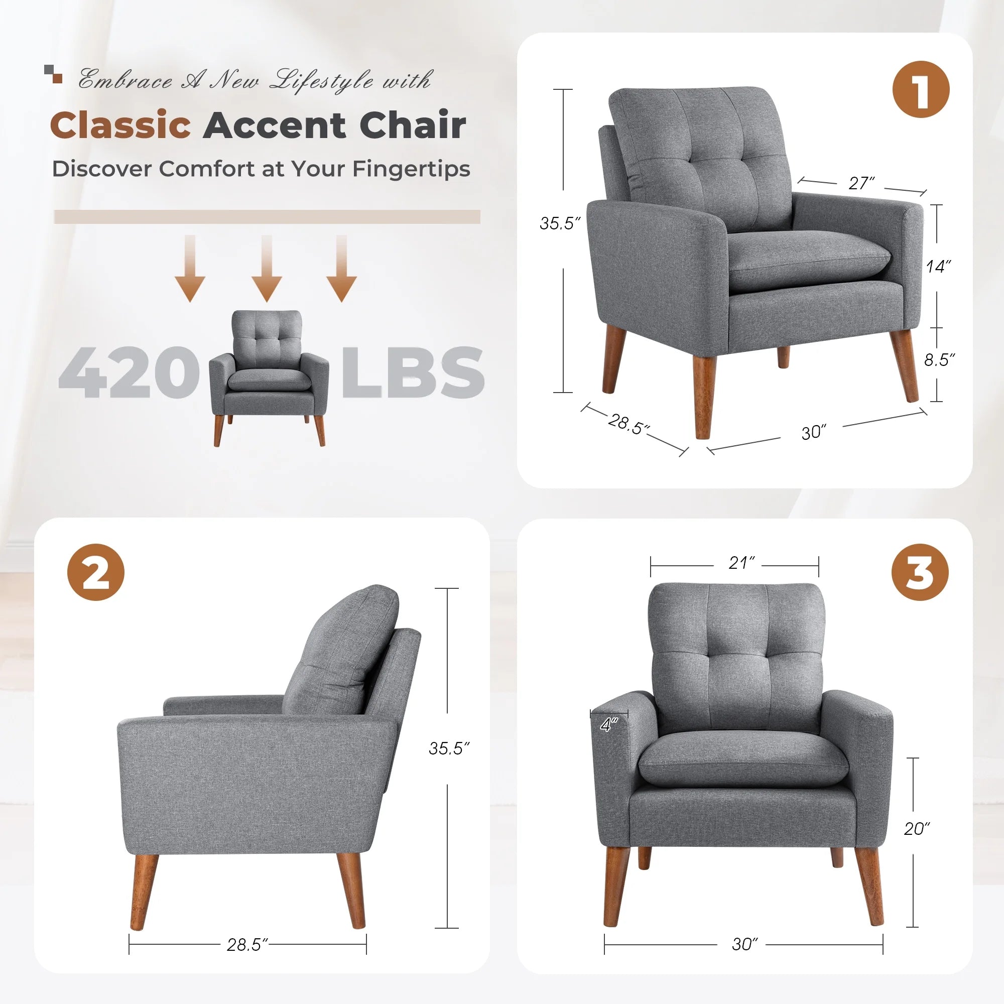 homall-accent-chair-polstersessel-grau-2er-set-leinen image 3