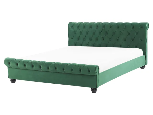 beliani-doppelbett-samt-160x200-smaragdgr-n-mit-fu-teil image 1
