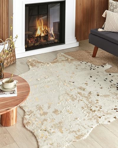 beliani-bogong-kunstfell-teppich-150x200-beige-kuhmuster-gold image 8