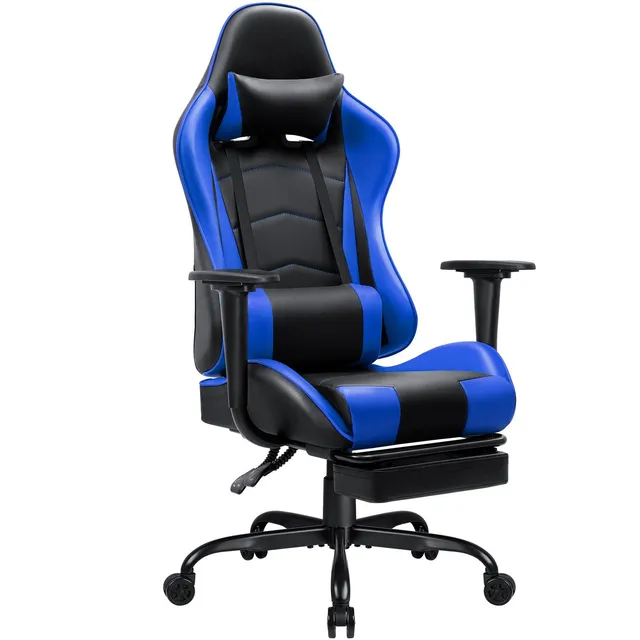 homall-gaming-desk-gamer-stuhl-blau-mit-fu-st-tze-pu-leder image 1