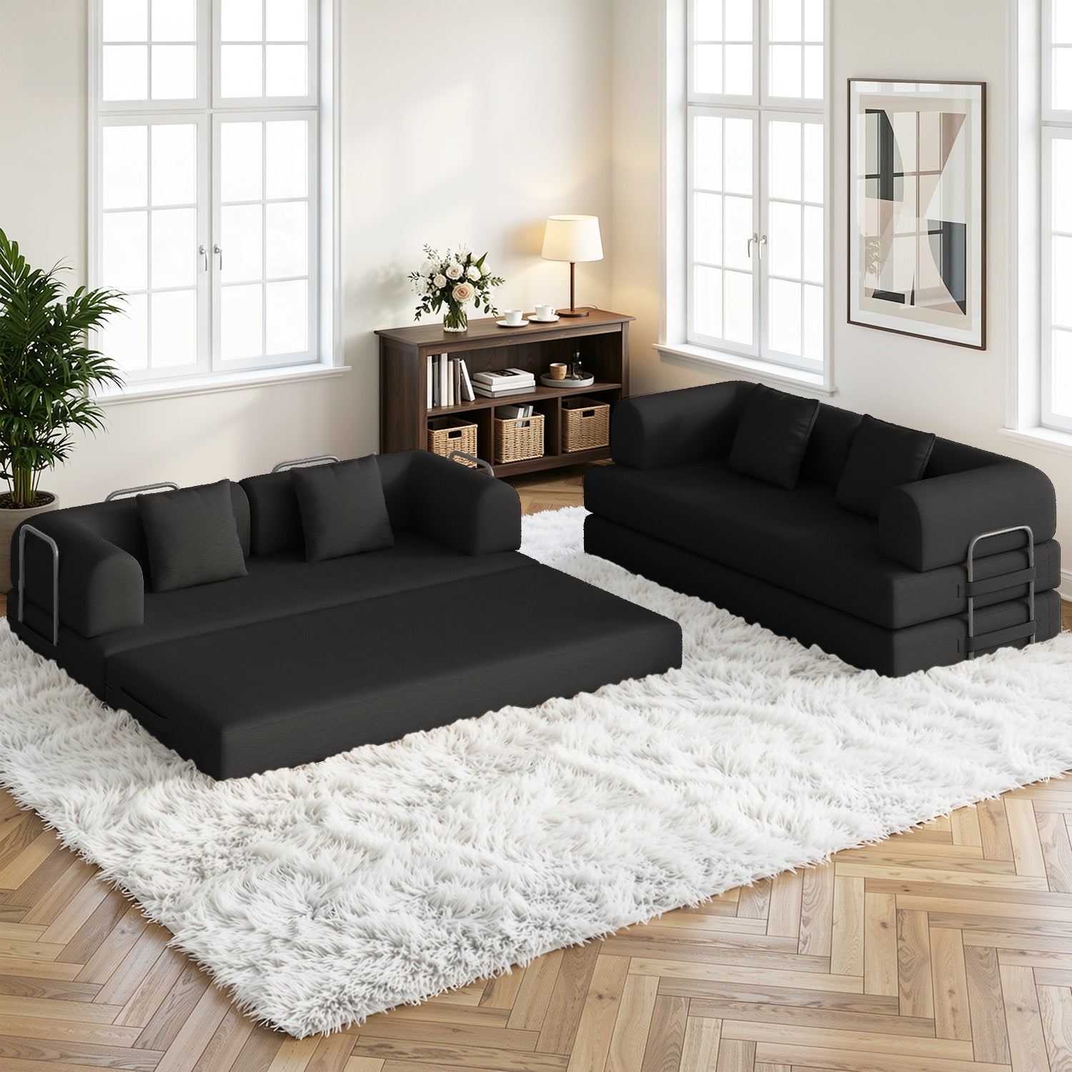bealife-ar62-schlafsofa-cord-schwarz-200-cm-3-sitzer image 2