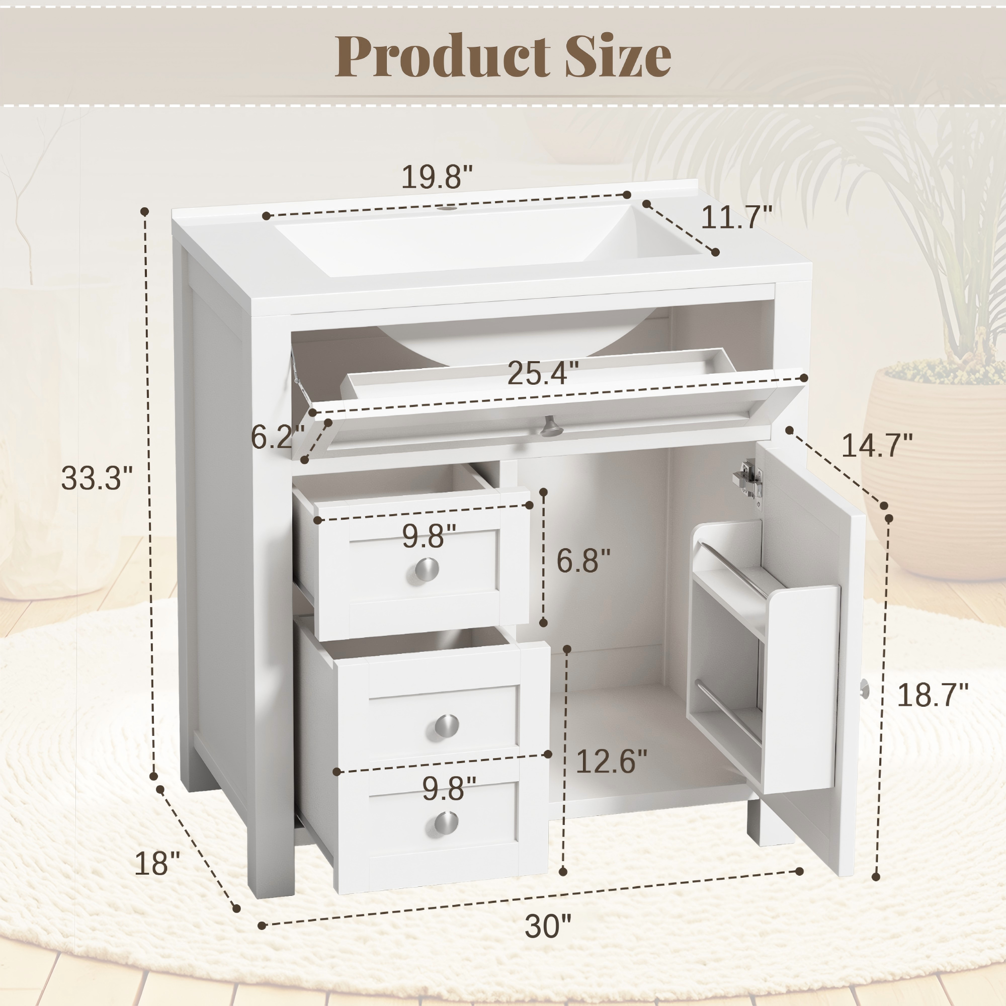 homall-bedroom-waschtisch-wei-76-cm-mit-becken-schubladen image 2
