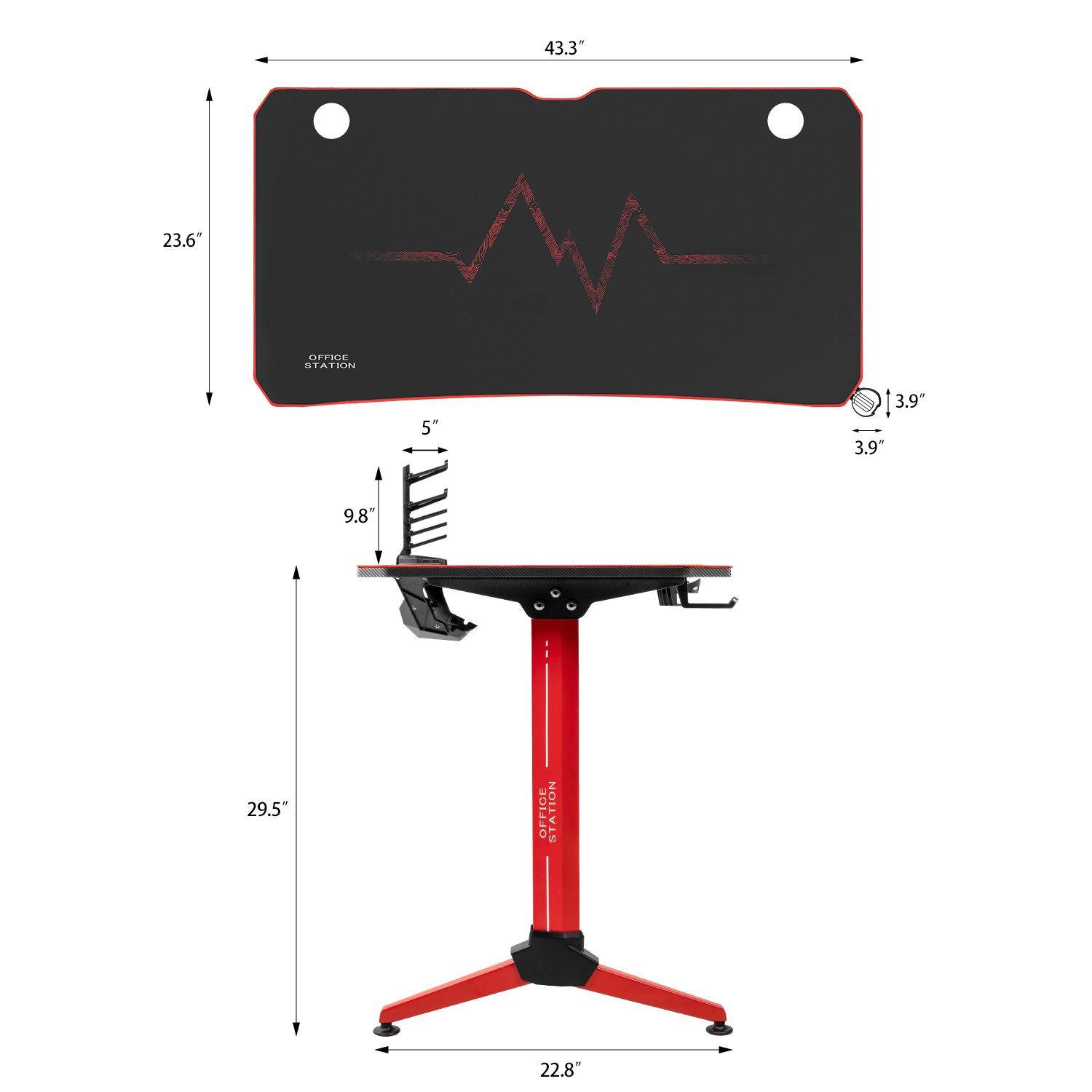homall-gaming-desk-y-gestell-schreibtisch-55-zoll-schwarz image 7