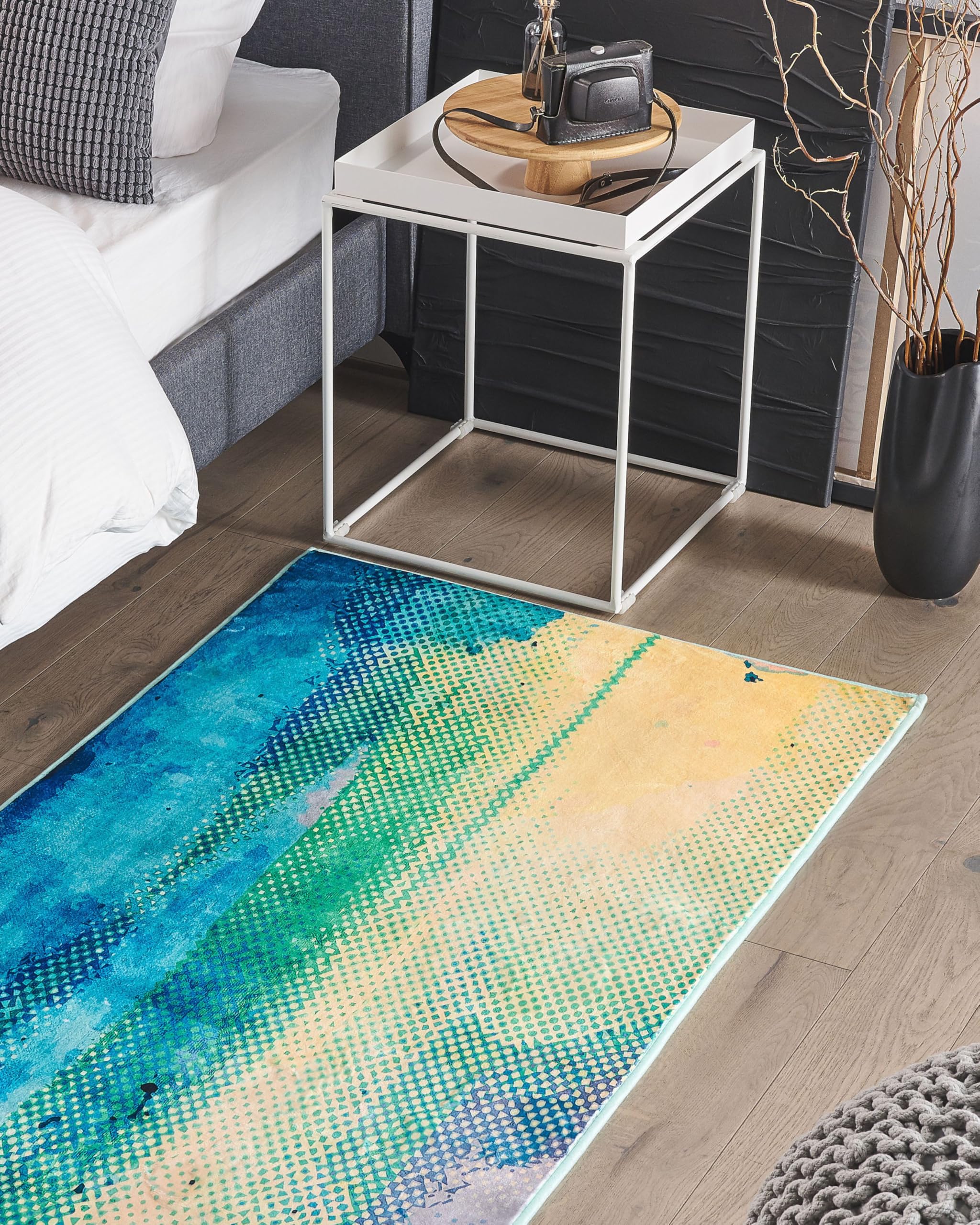 beliani-susuz-teppich-80x150-cm-blau-gr-n-abstrakt image 2