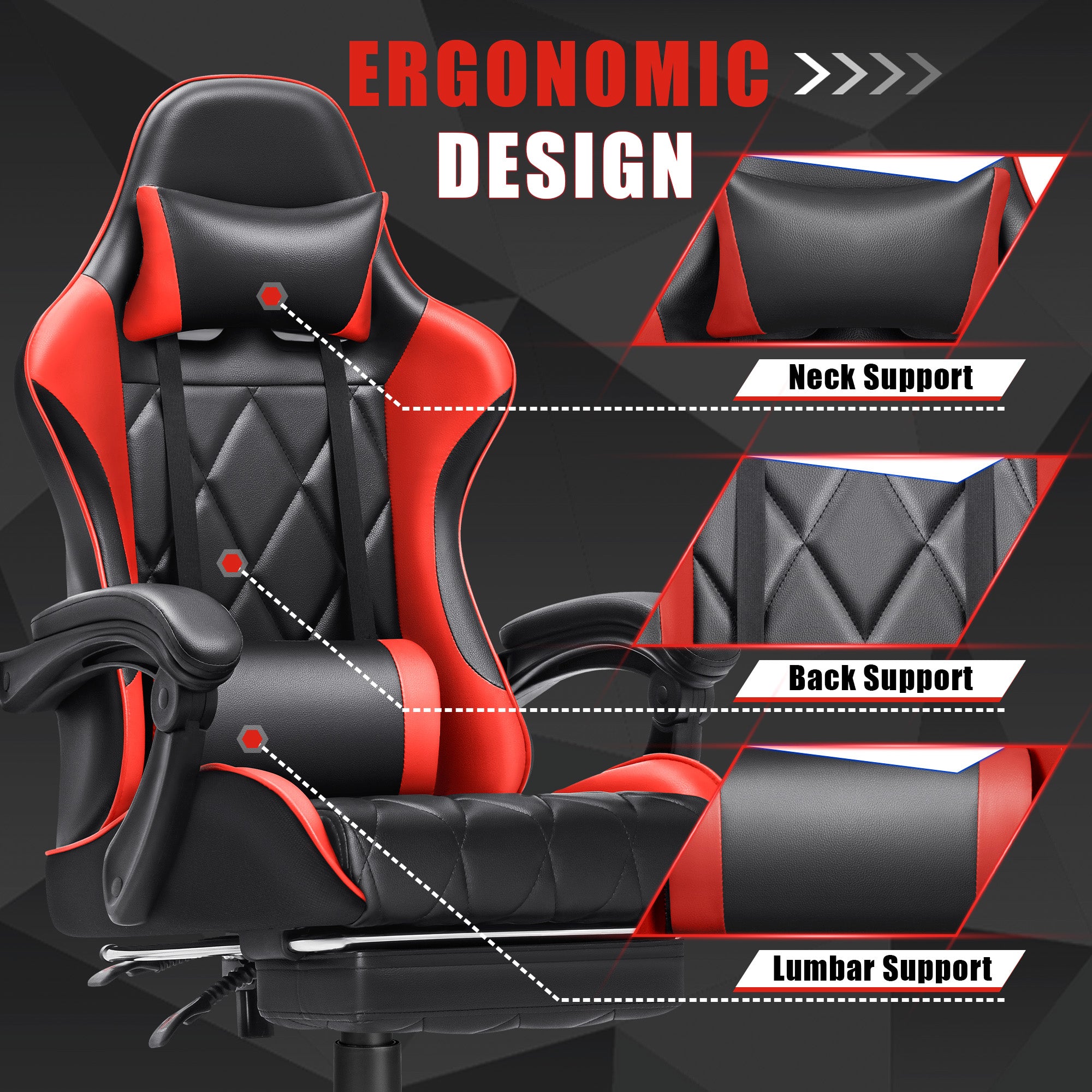 homall-gaming-chair-gamer-stuhl-rot-kunstleder-massage image 5