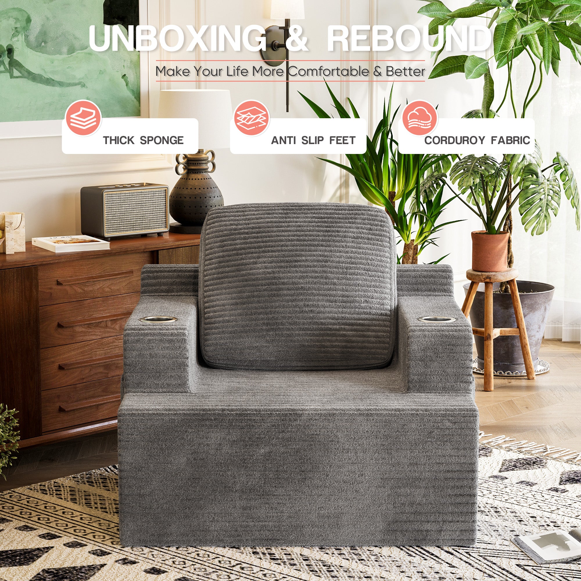 homall-sofa-sitzsack-sessel-cord-rosa-einsitzer-mit-getr-nkehalter image 2