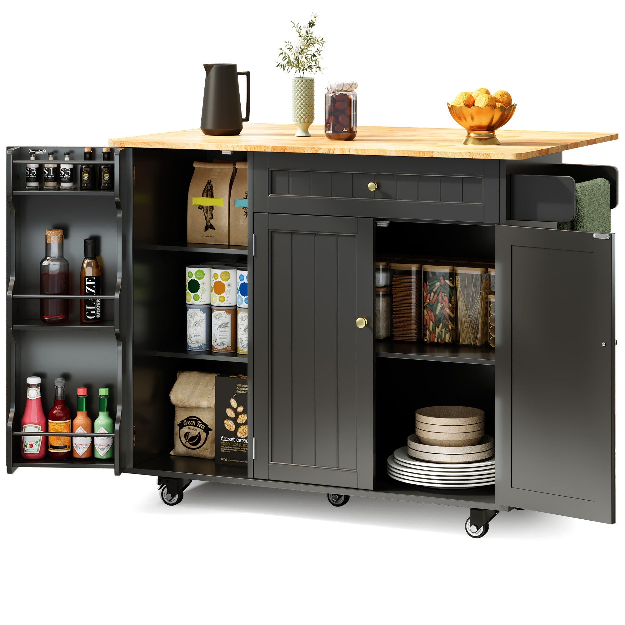 bealife-mobiler-esstisch-kc90-k-chenwagen-wei-rollen-klappbar image 2