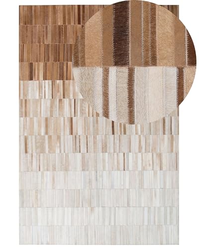 beliani-yagda-leder-teppich-140x200-beige-kurzflor image 7