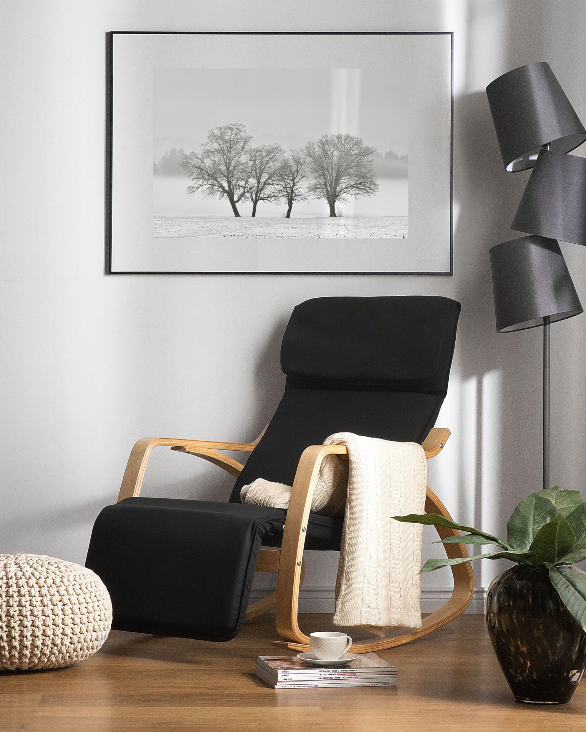 beliani-sessel-schaukelstuhl-schwarz-stoff-holz-fu-st-tze image 2