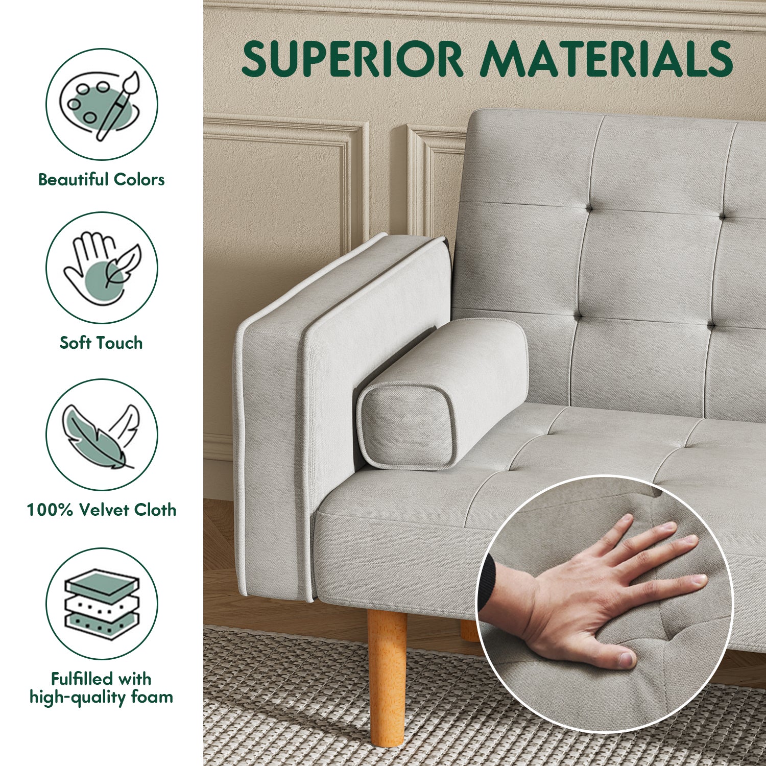 homall-recliner-chair-schlafsofa-grau-samt-188-cm image 2