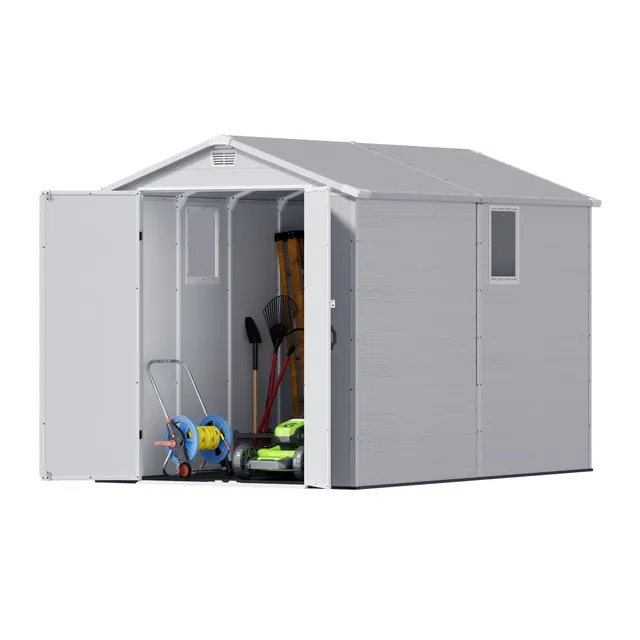 homall-metal-shed-ger-tehaus-kunststoff-6x10ft-hellgrau image 1