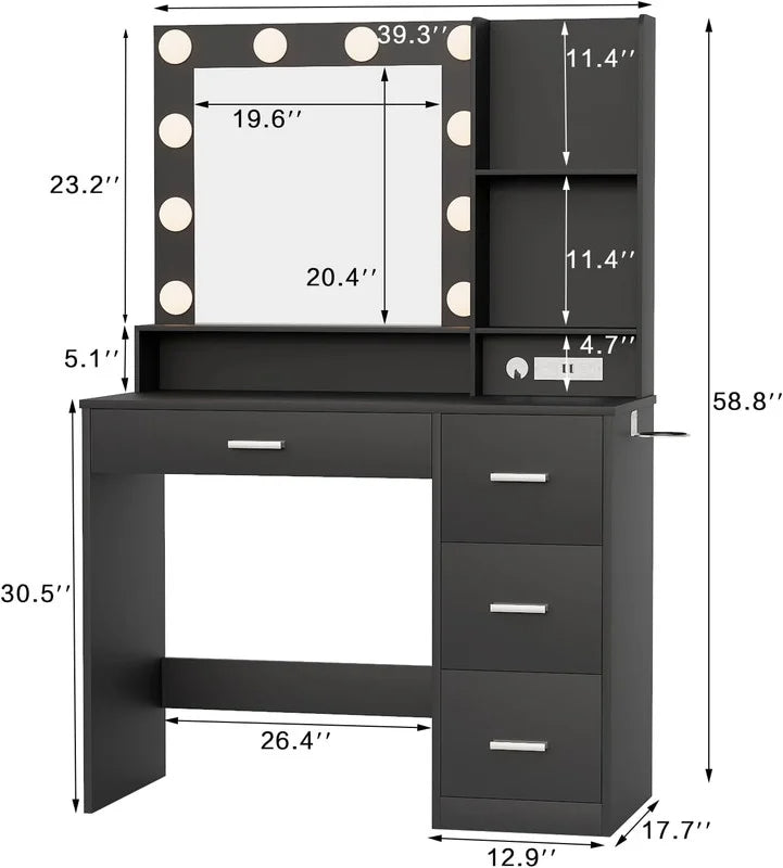 homall-bedroom-schminktisch-mit-spiegel-wei-led-steckdose image 5