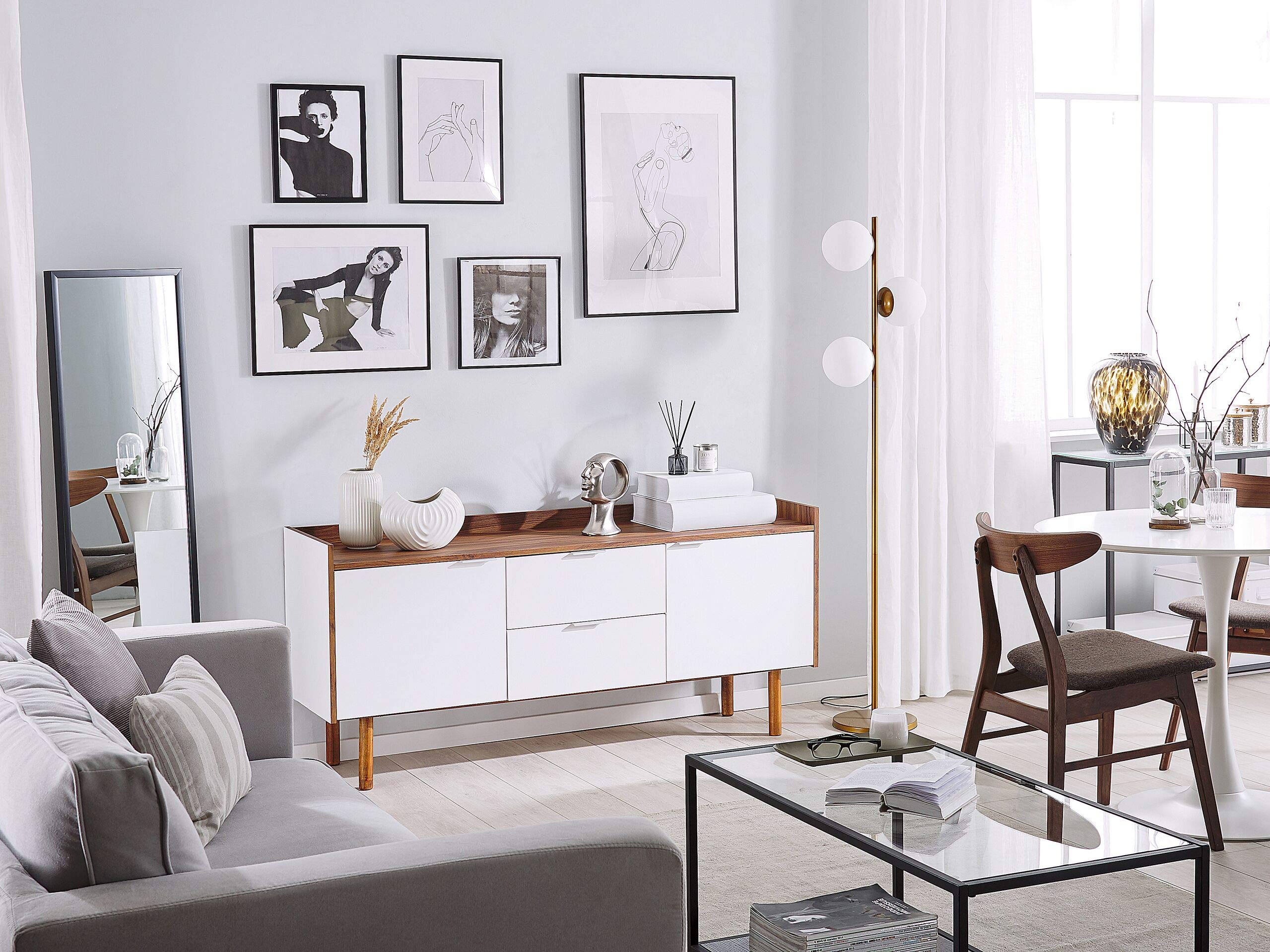 beliani-madera-sideboard-149-cm-wei-dunkelbraun-2-schubladen image 2