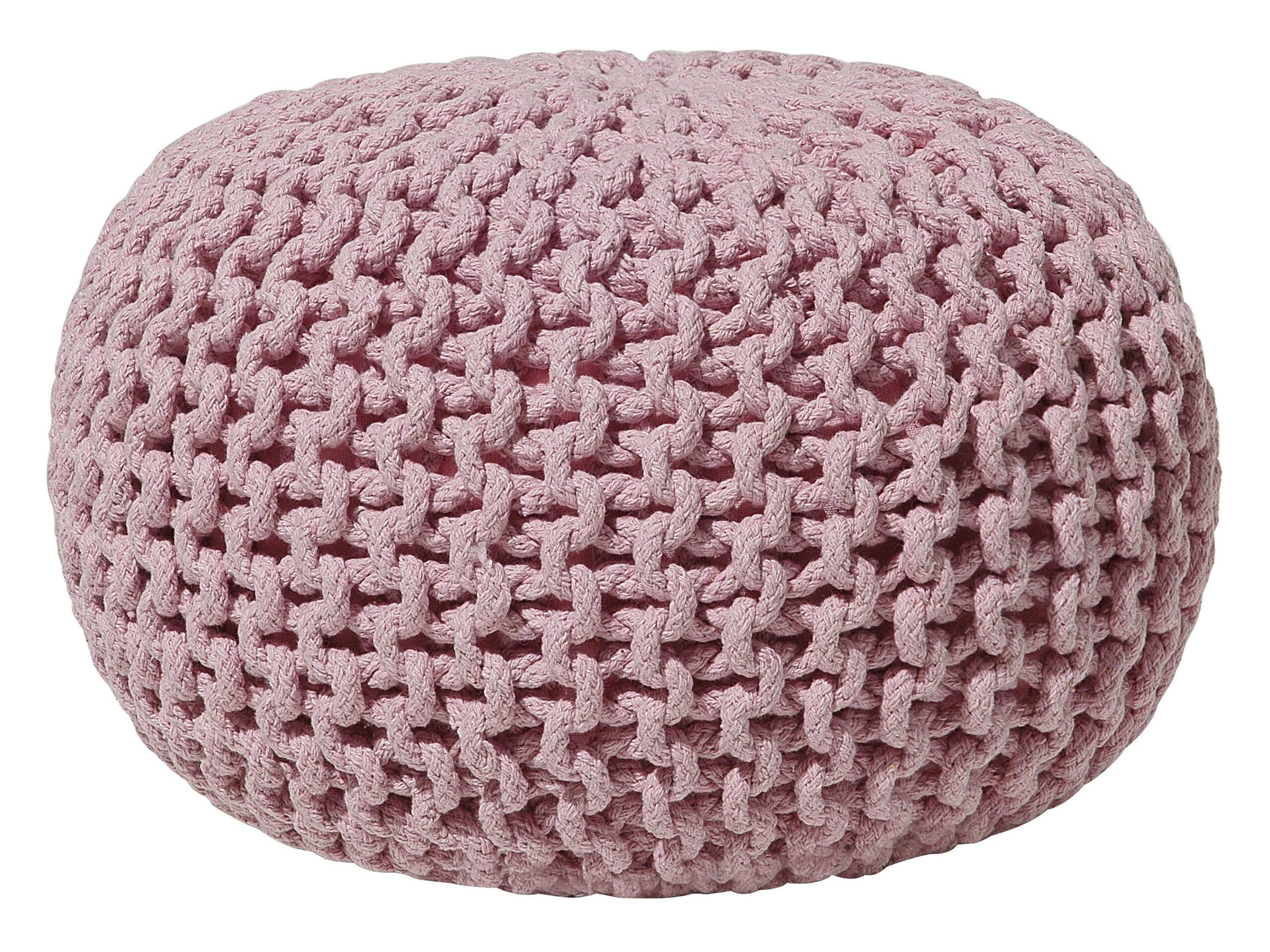 beliani-conrad-sitzpouf-rosa-baumwolle-42x27-cm-rund image 1