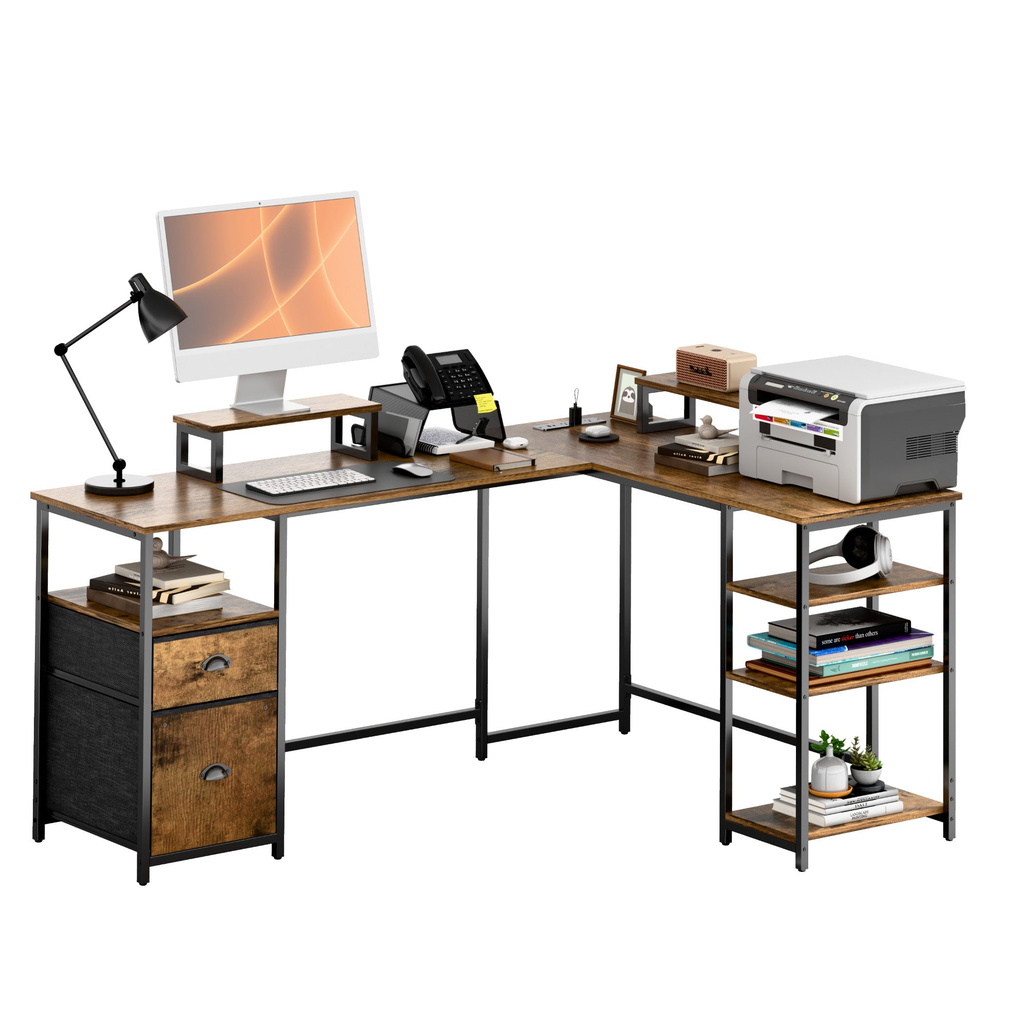 homall-shelf-eckschreibtisch-l-form-braun-mit-steckdose image 1