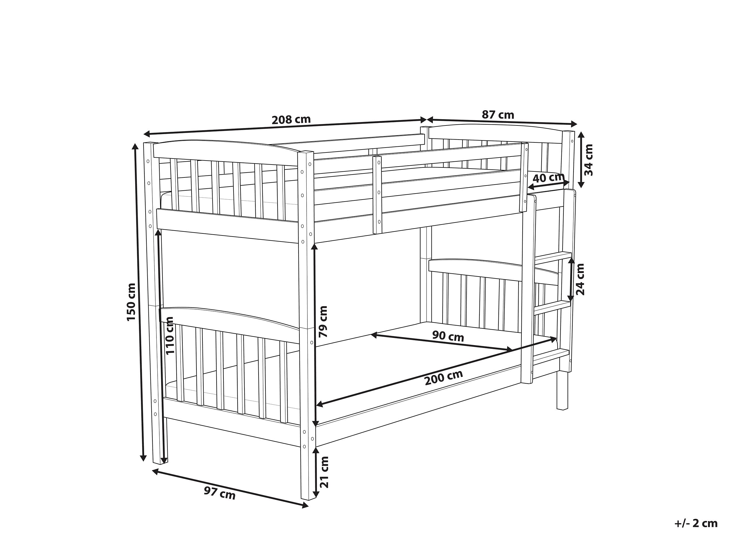 beliani-revin-hochbett-90x200-kiefernholz-blau-kinder image 3