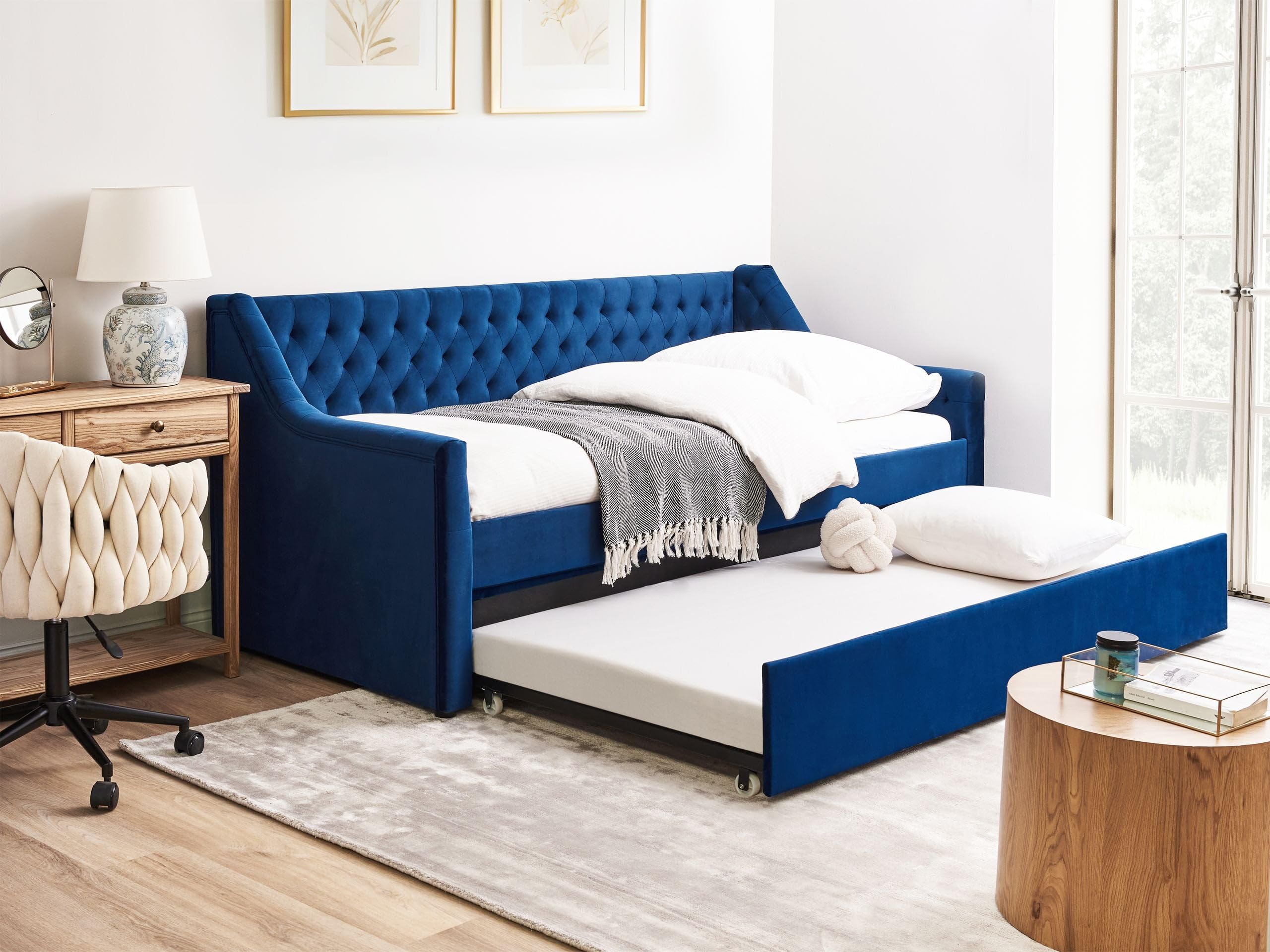 beliani-montargis-tagesbett-samt-marineblau-90x200-ausziehbar image 2