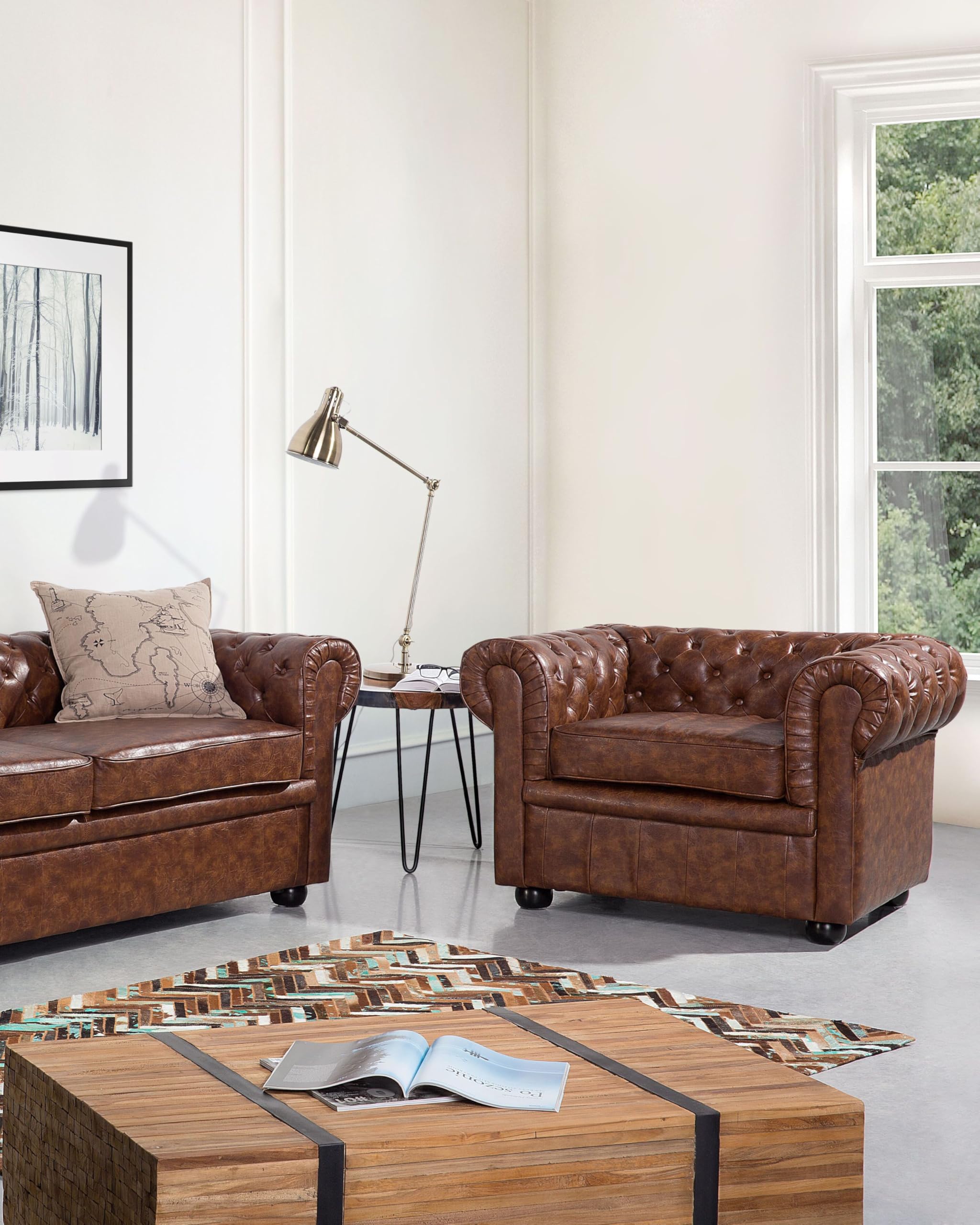 beliani-chesterfield-sessel-braun-kunstleder-goldbraun-vintage image 2
