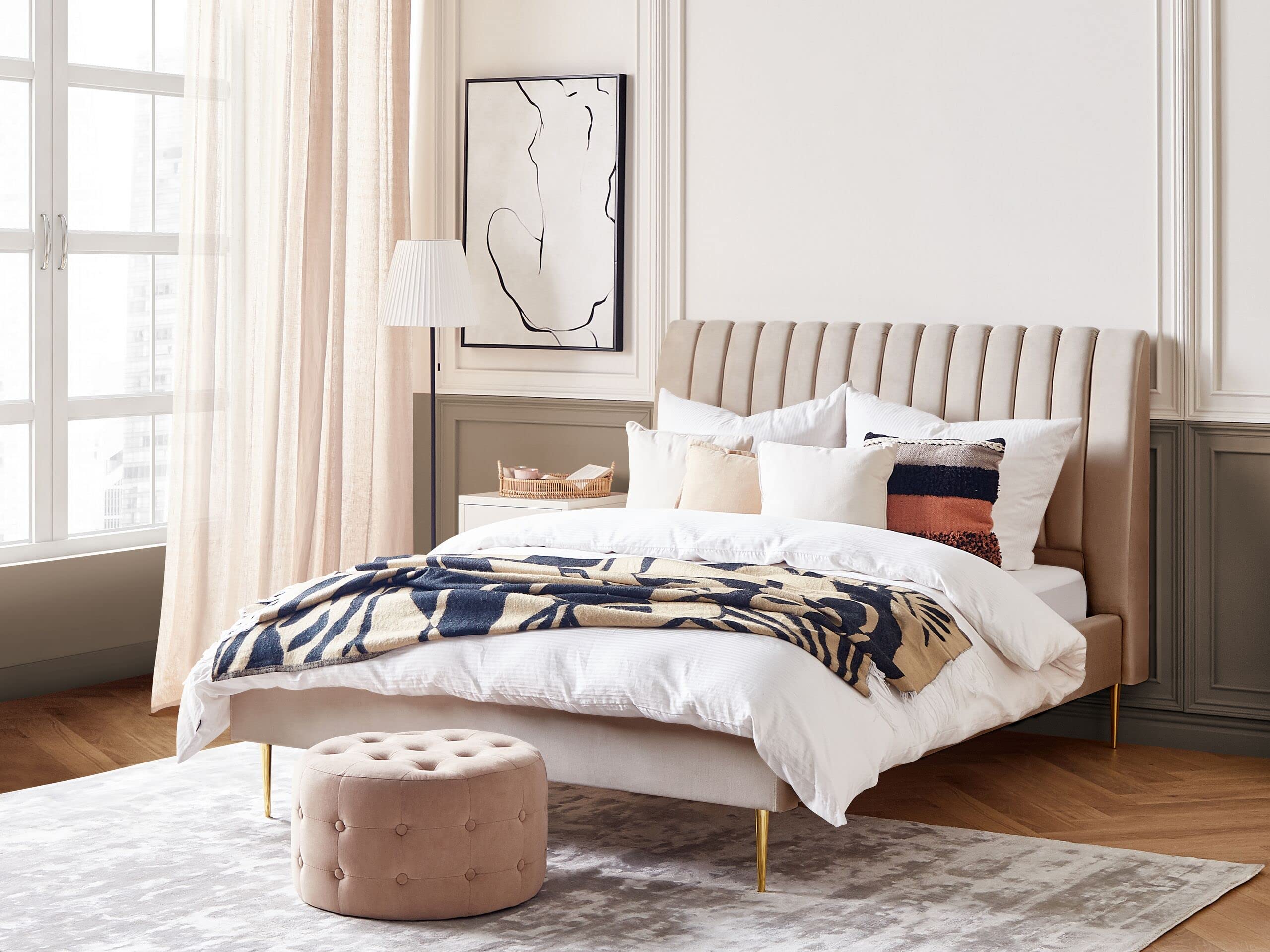 beliani-marville-doppelbett-samt-sandbeige-140x200-cm image 2