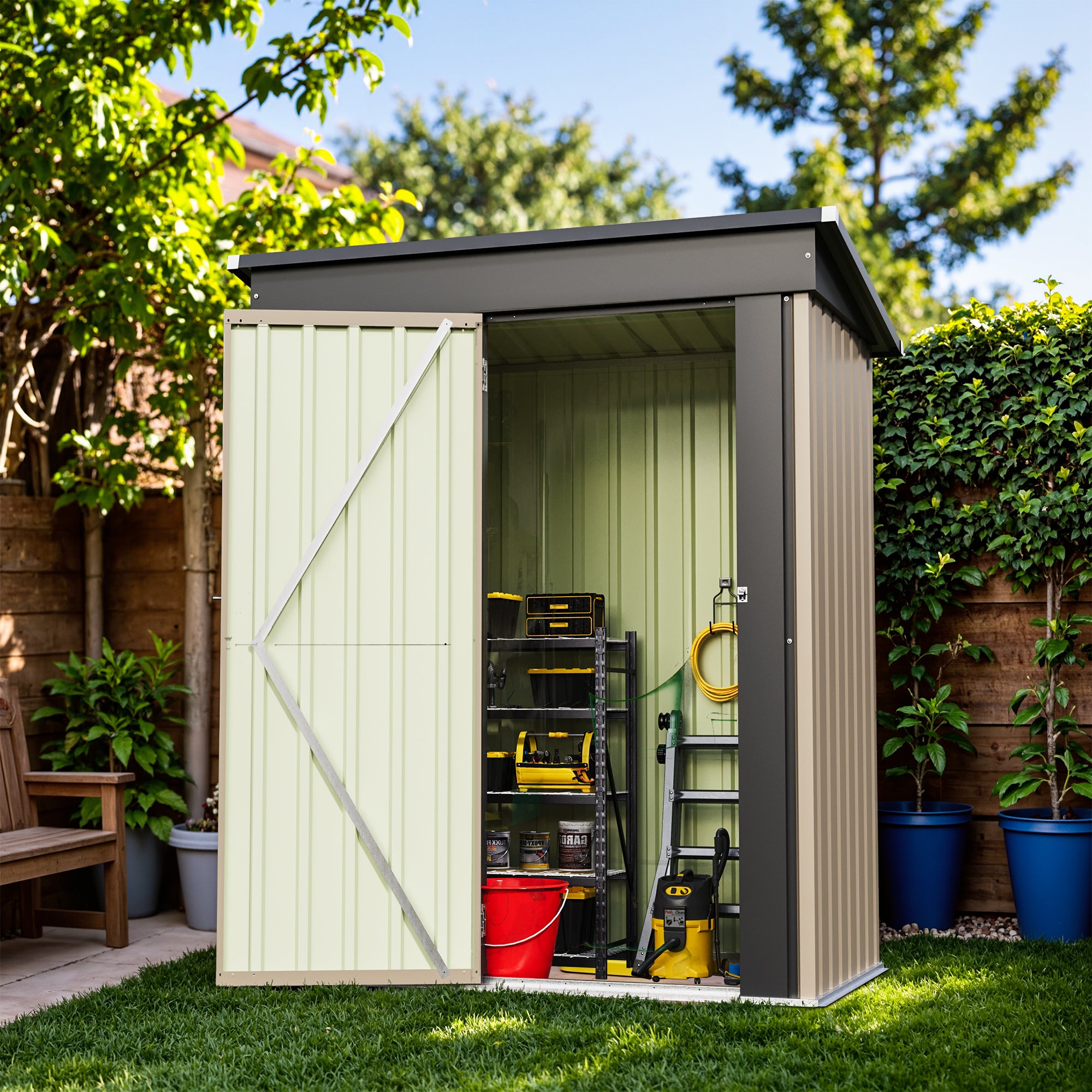 homall-metal-shed-ger-tehaus-braun-3x5-abschlie-bar image 5