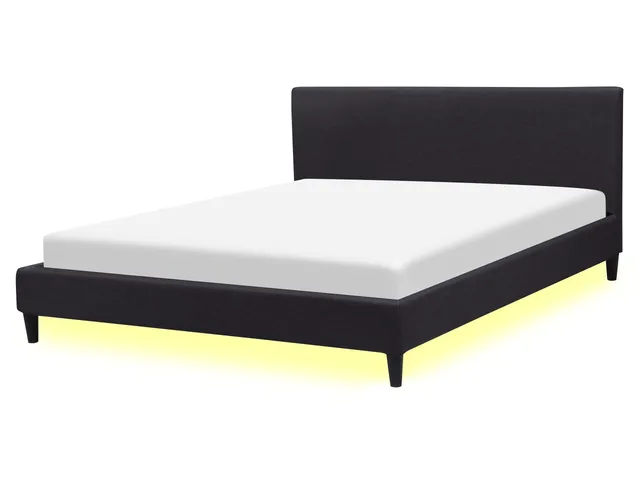 beliani-fitou-doppelbett-160x200-schwarz-led image 1