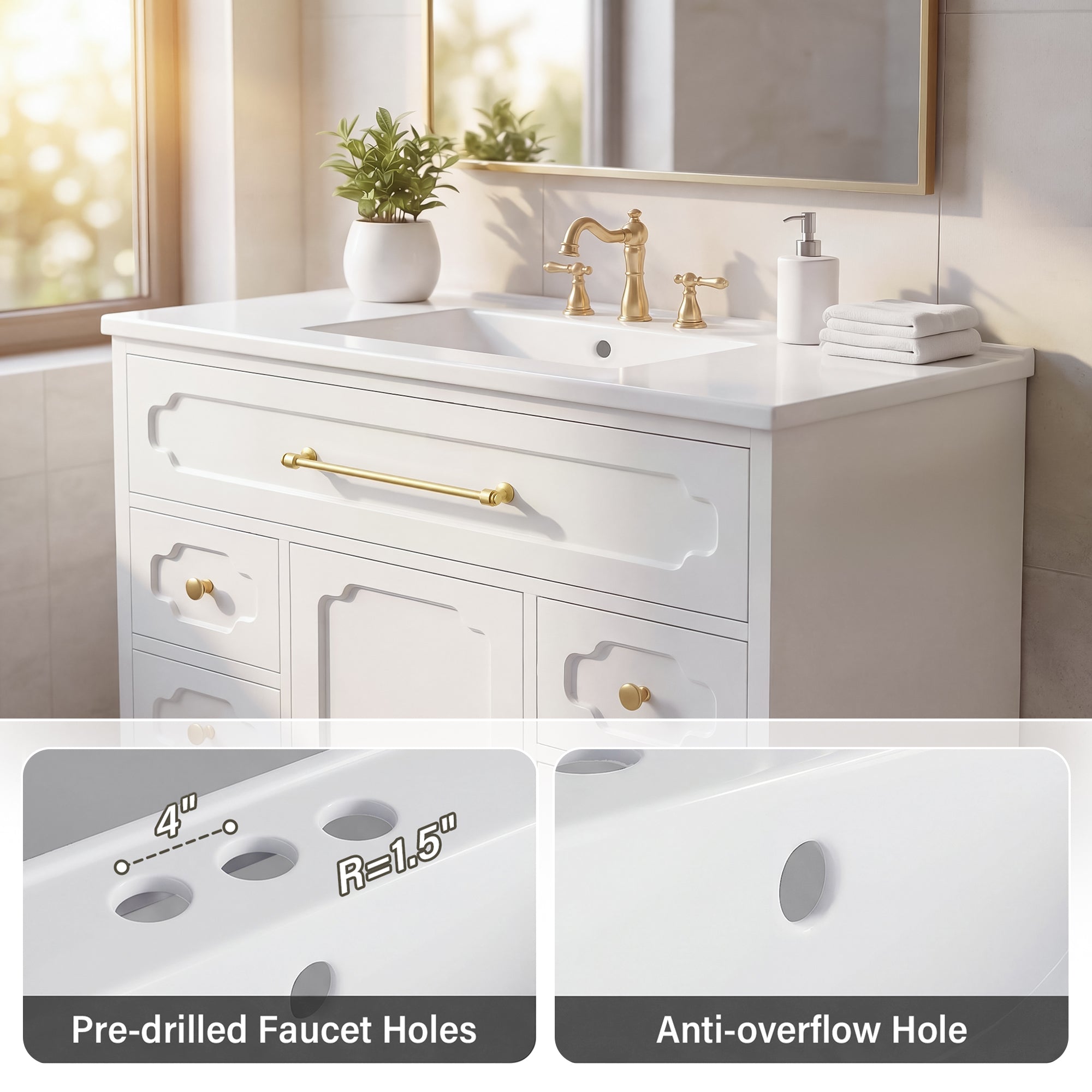 homall-bedroom-36-zoll-waschtisch-wei-mit-becken-5-schubladen image 8
