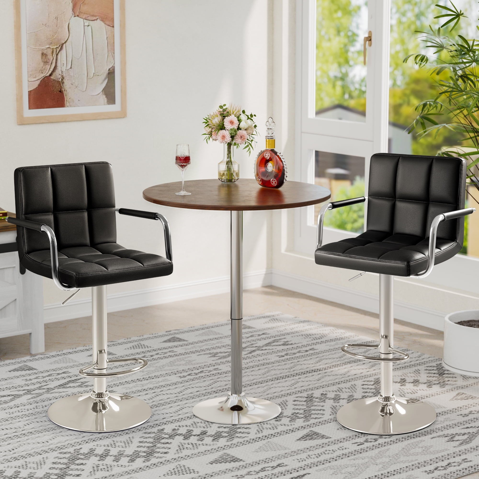 homall-bar-stool-barhocker-schwarz-2er-set-h-henverstellbar image 1