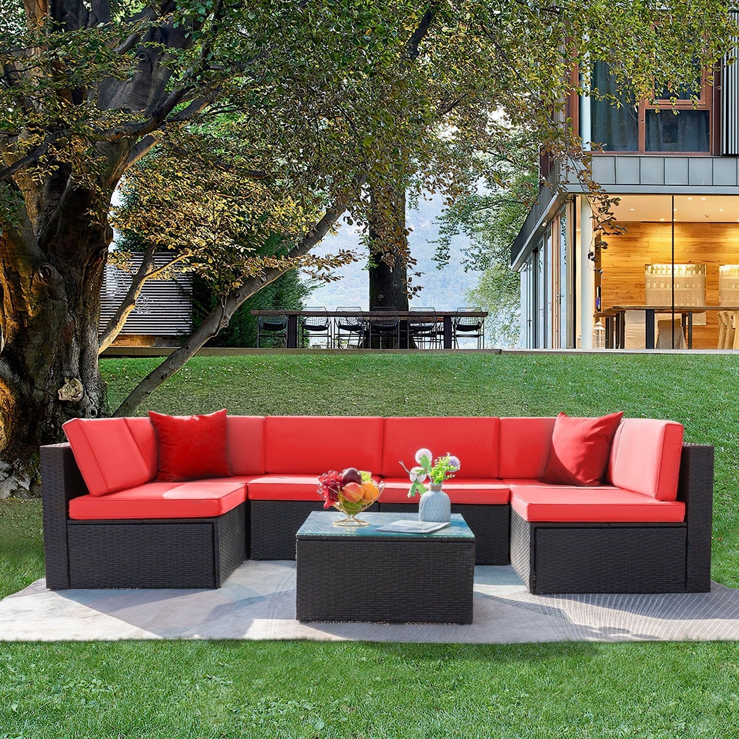 homall-patio-furniture-gartensofa-rot-7-teilig-rattan-lounge-set image 1