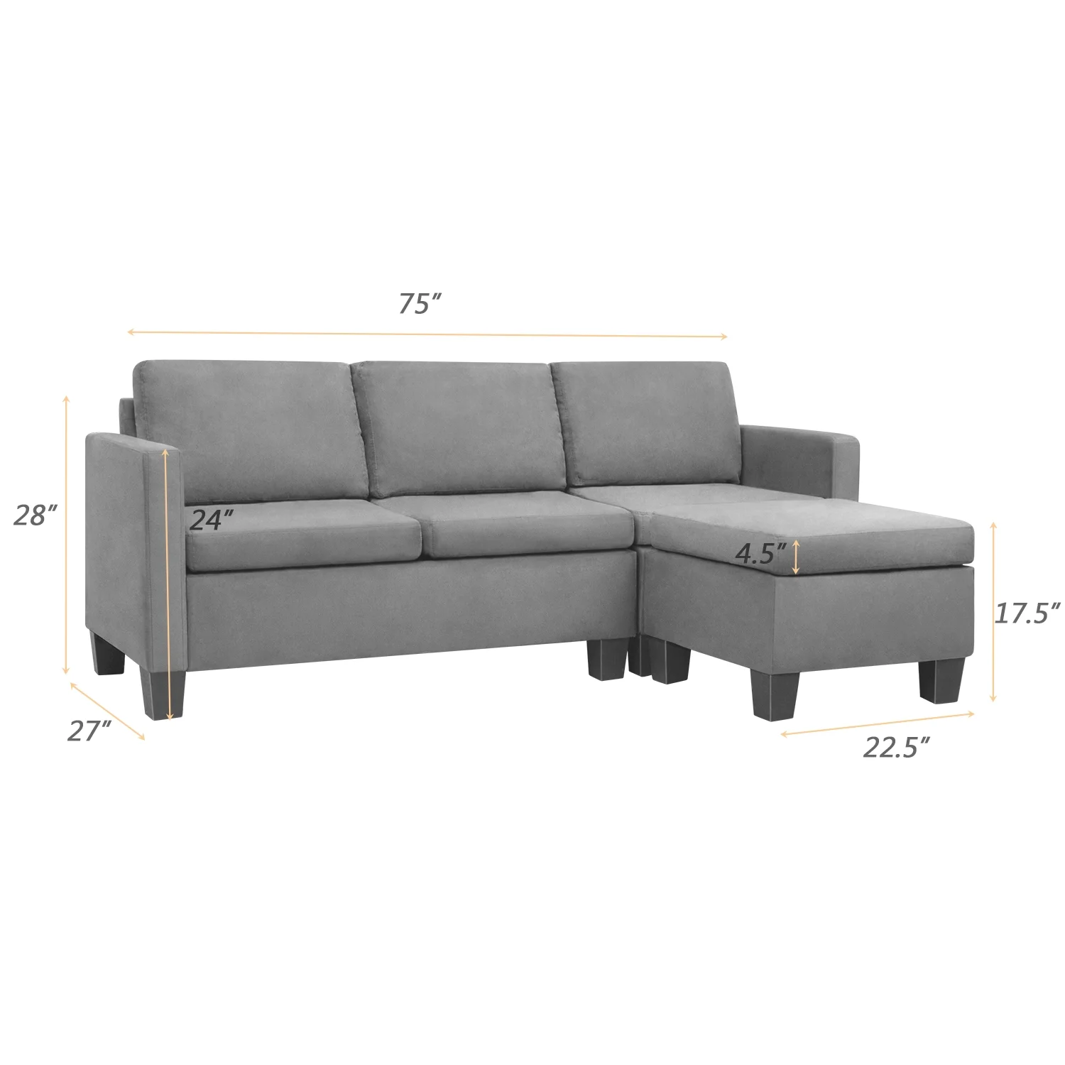 homall-sofa-ecksofa-l-form-hellgrau-wildleder-optik-mit-ottomane image 5