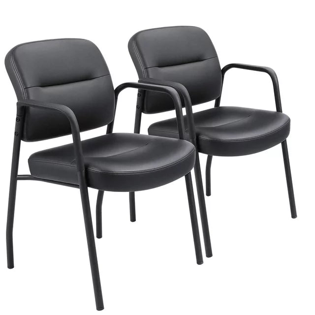 homall-office-leather-chair-besucherstuhl-2er-set-schwarz image 1